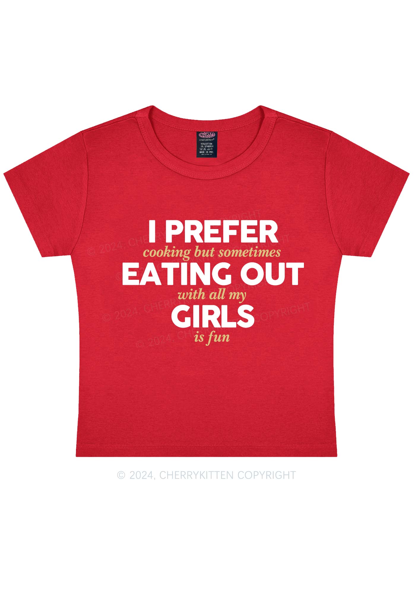 Prefer Eating Out Girls Y2K Baby Tee Cherrykitten