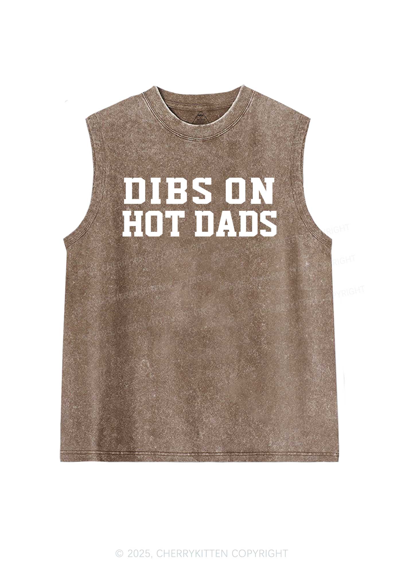 Dibs On Hot Dads Y2K Washed Muscle Tank Cherrykitten