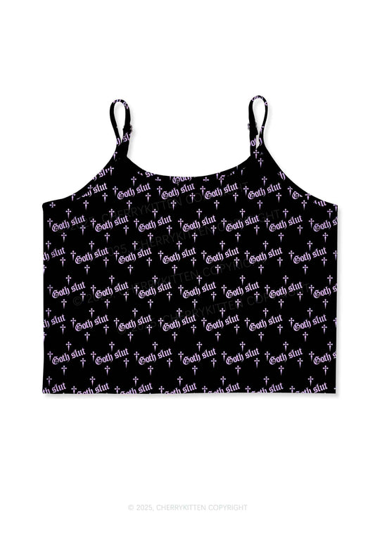 Halloween Pink Goth Slxt Y2K Print Cami Crop Top Cherrykitten