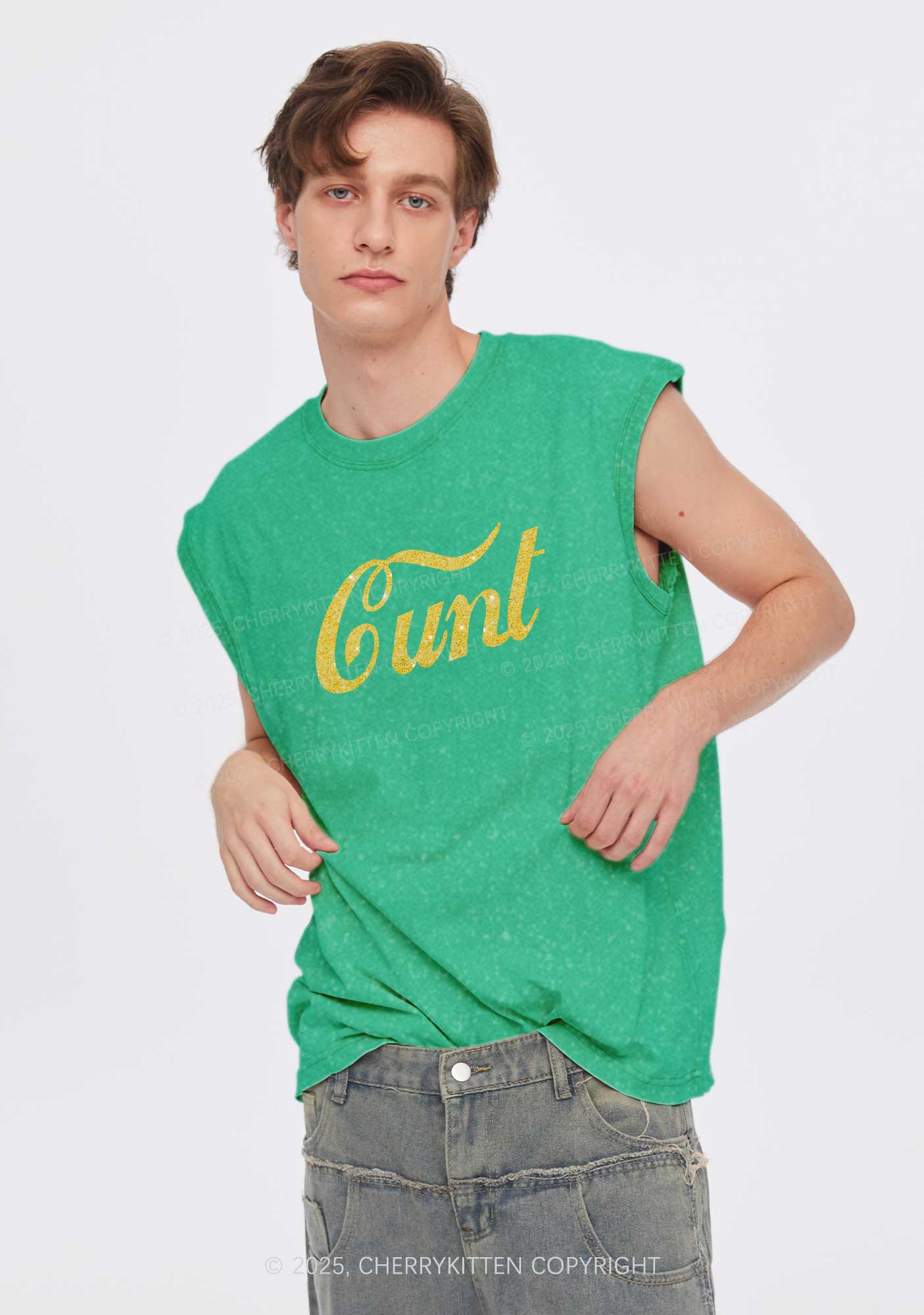 Glitter Special Cxxt Y2K Washed Muscle Tank Cherrykitten