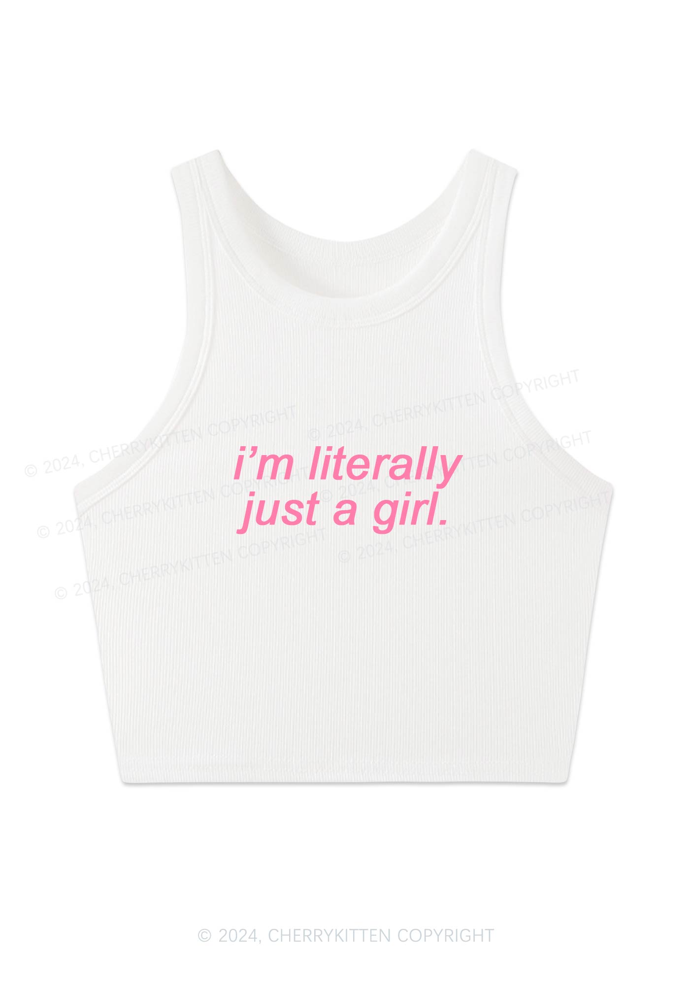 Literally Just A Girl Y2K Crop Tank Top Cherrykitten