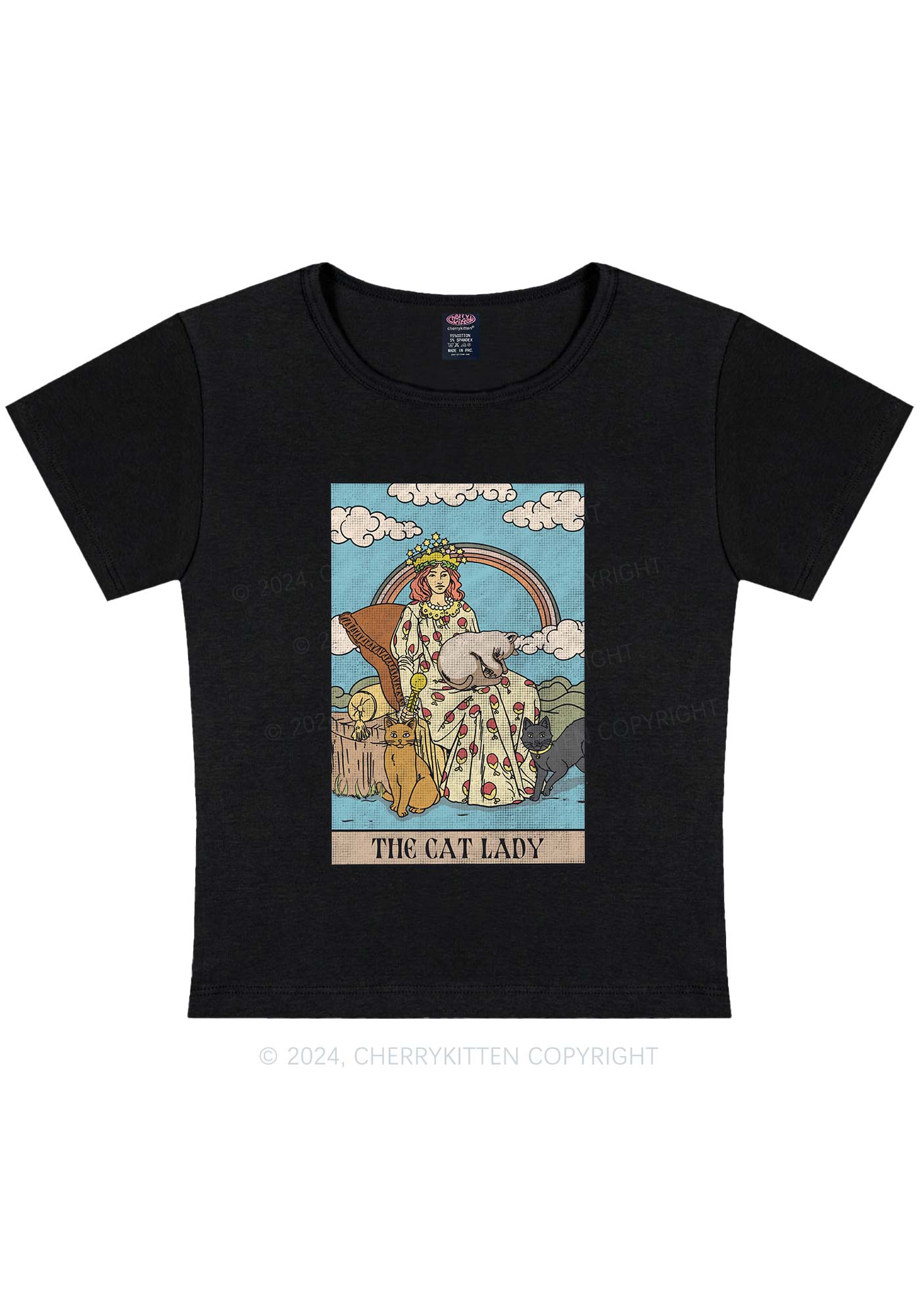 The Cat Lady Y2K Baby Tee Cherrykitten