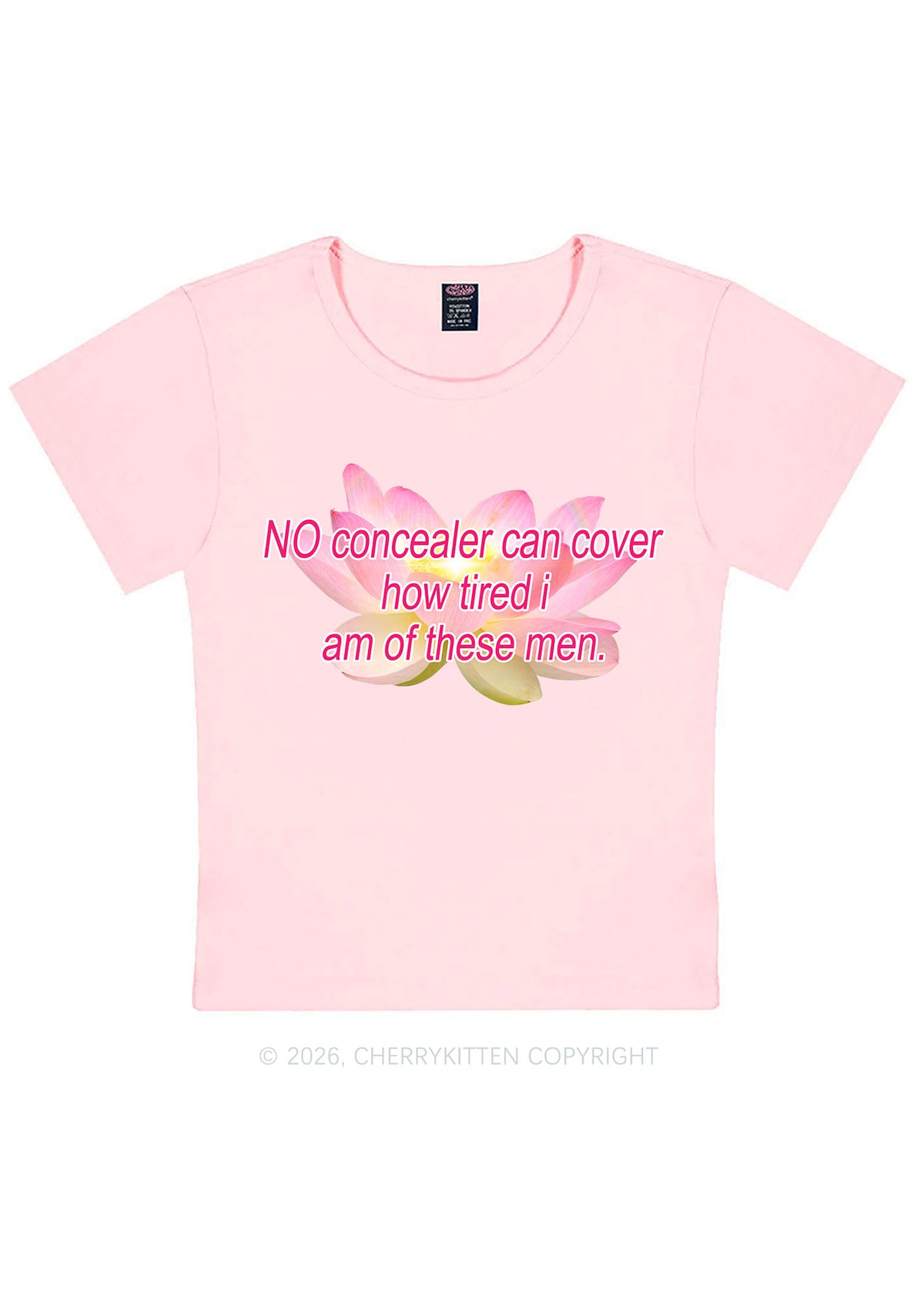 No Concealer Can Cover Men Y2K Baby Tee Cherrykitten
