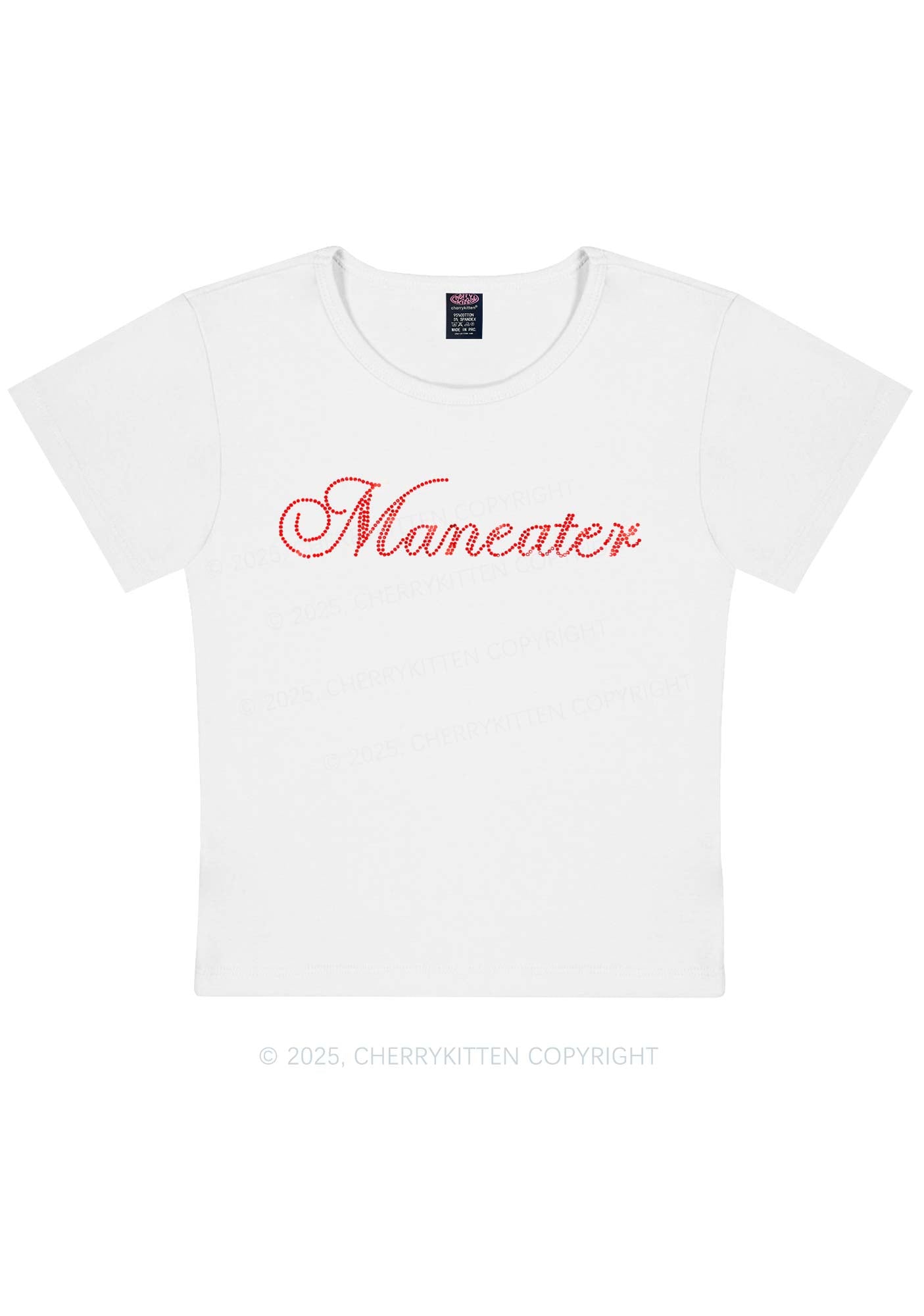 Rhinestone Maneater Y2K Baby Tee Cherrykitten