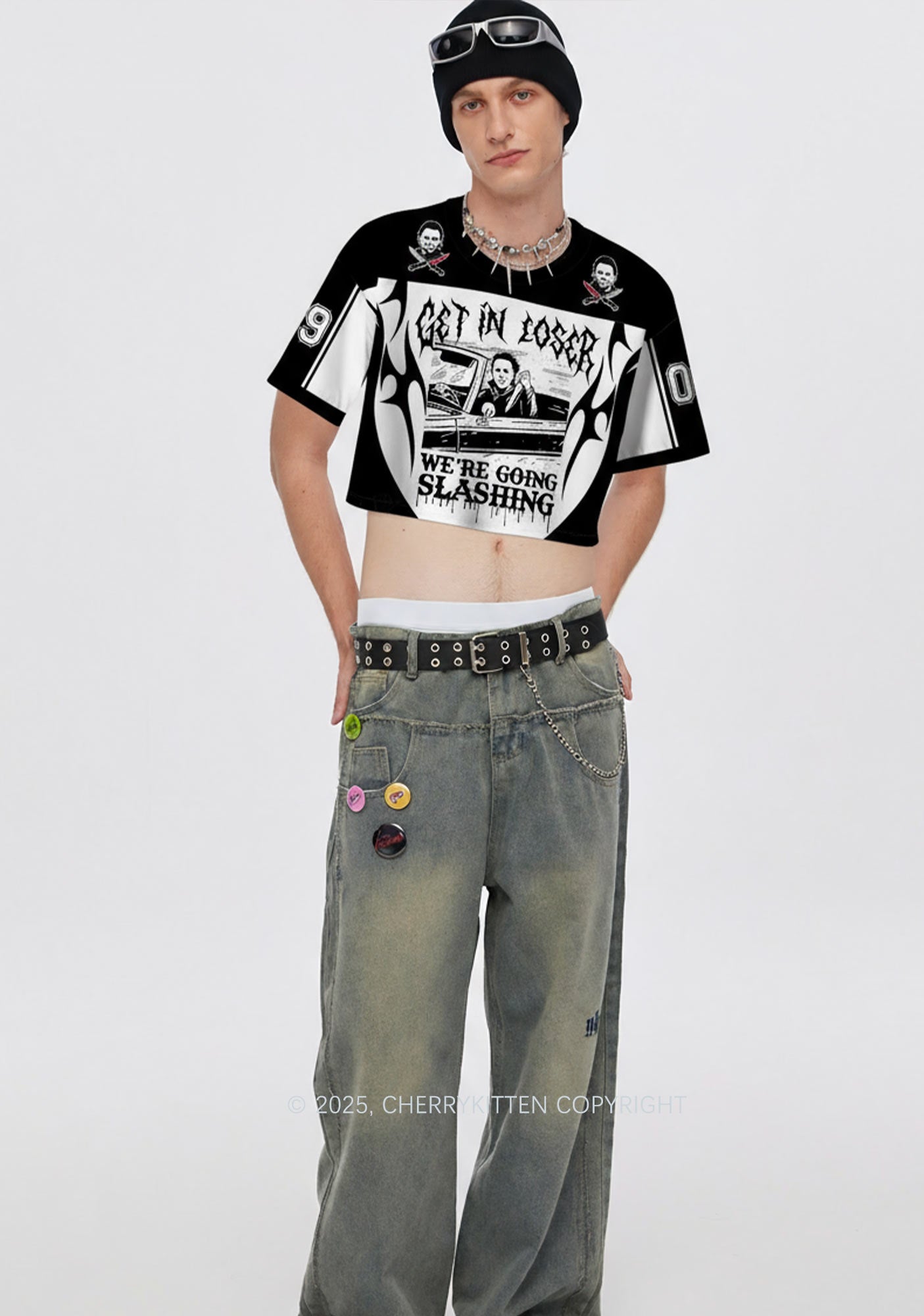 Halloween Custom We Are Going Slashing Y2K Crop Sport Jersey Shirts Cherrykitten