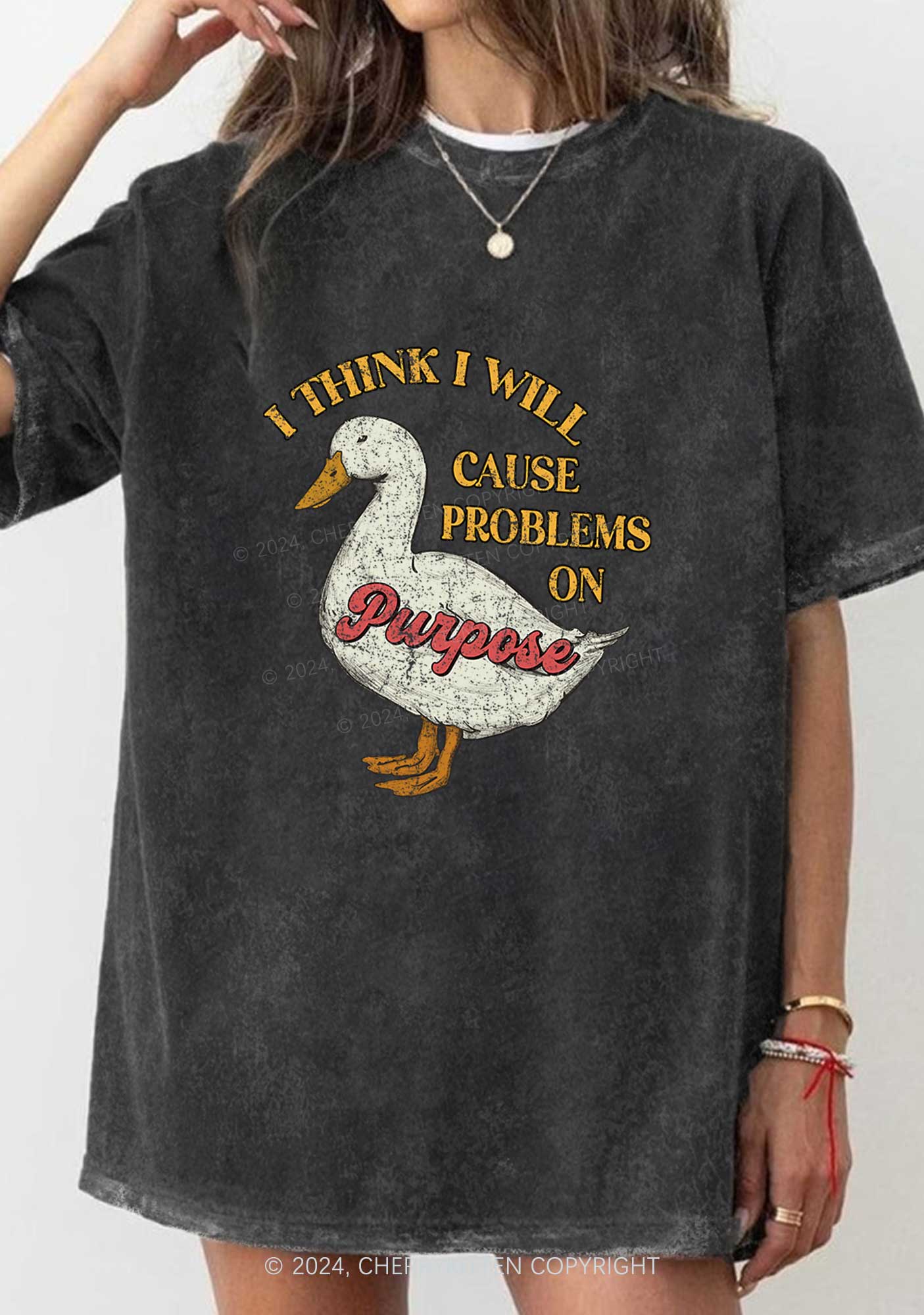 Cause Problems On Purpose Y2K Washed Tee Cherrykitten