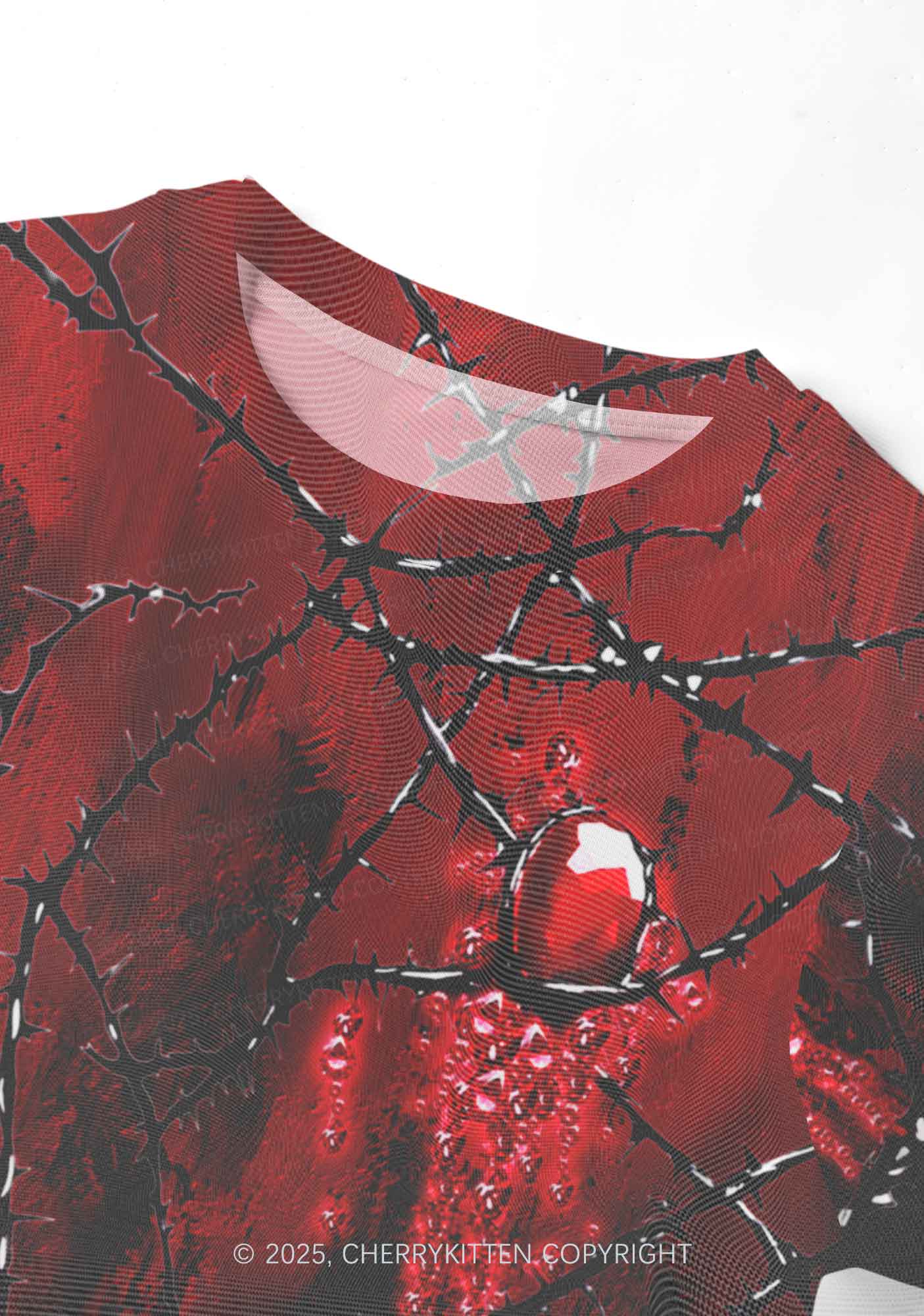 Thorned Ruby Y2K Mesh Crop Top Cherrykitten