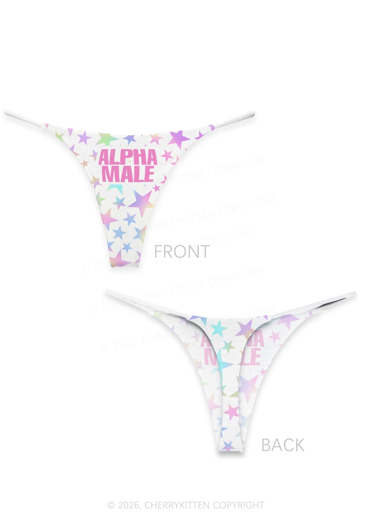 Pastel Star Alpha Male Y2K Print Bikini String Thong Cherrykitten