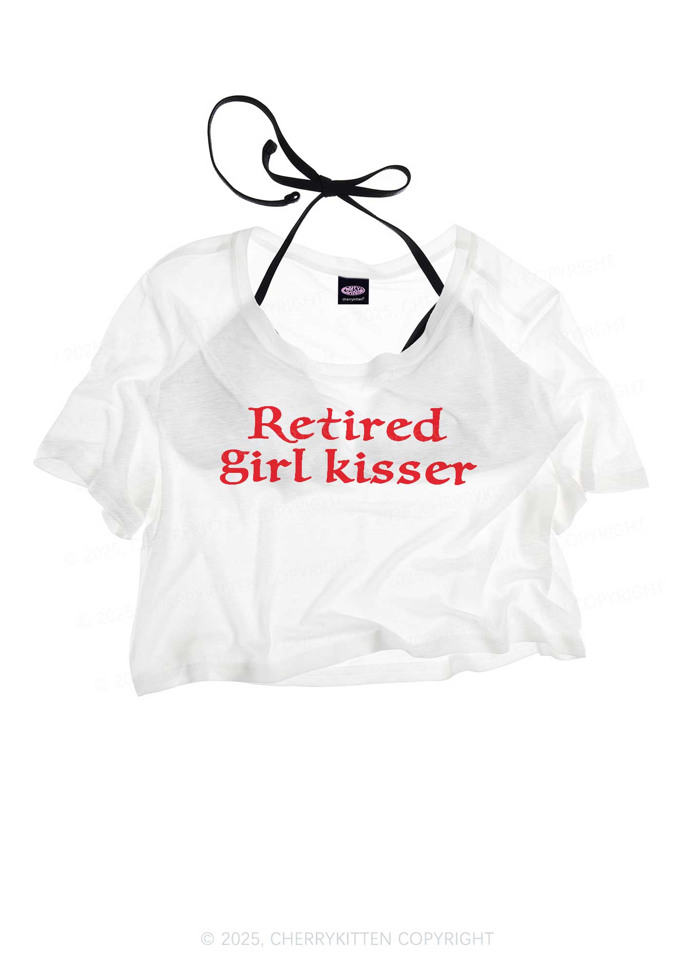 Retired Girl Kisser Pride Y2K Sheer Crop Tee Cherrykitten