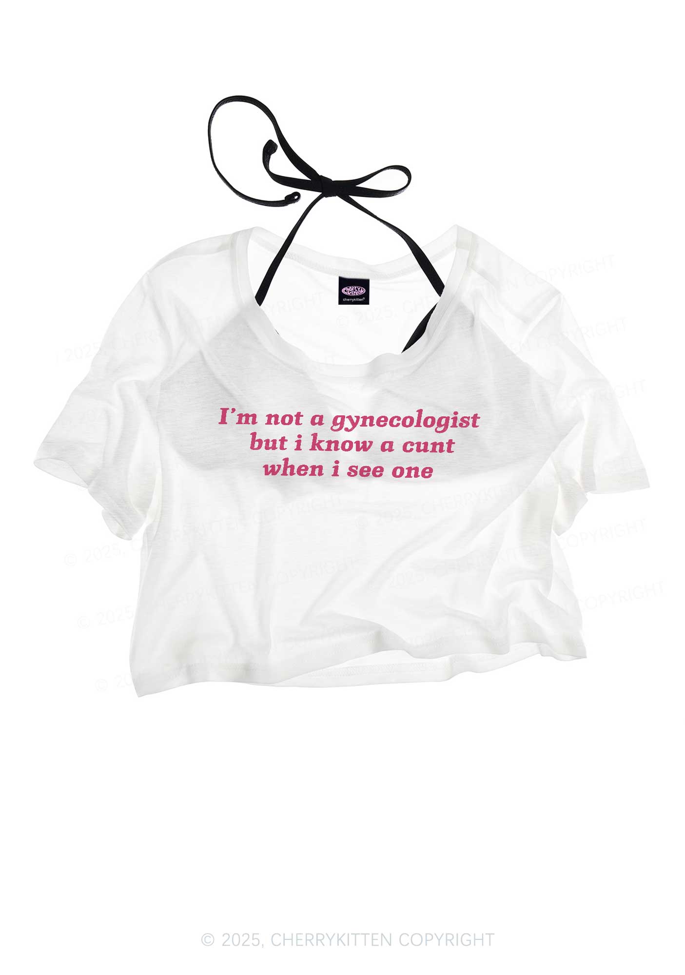 Im Not Gynecologist Y2K Sheer Crop Tee Cherrykitten