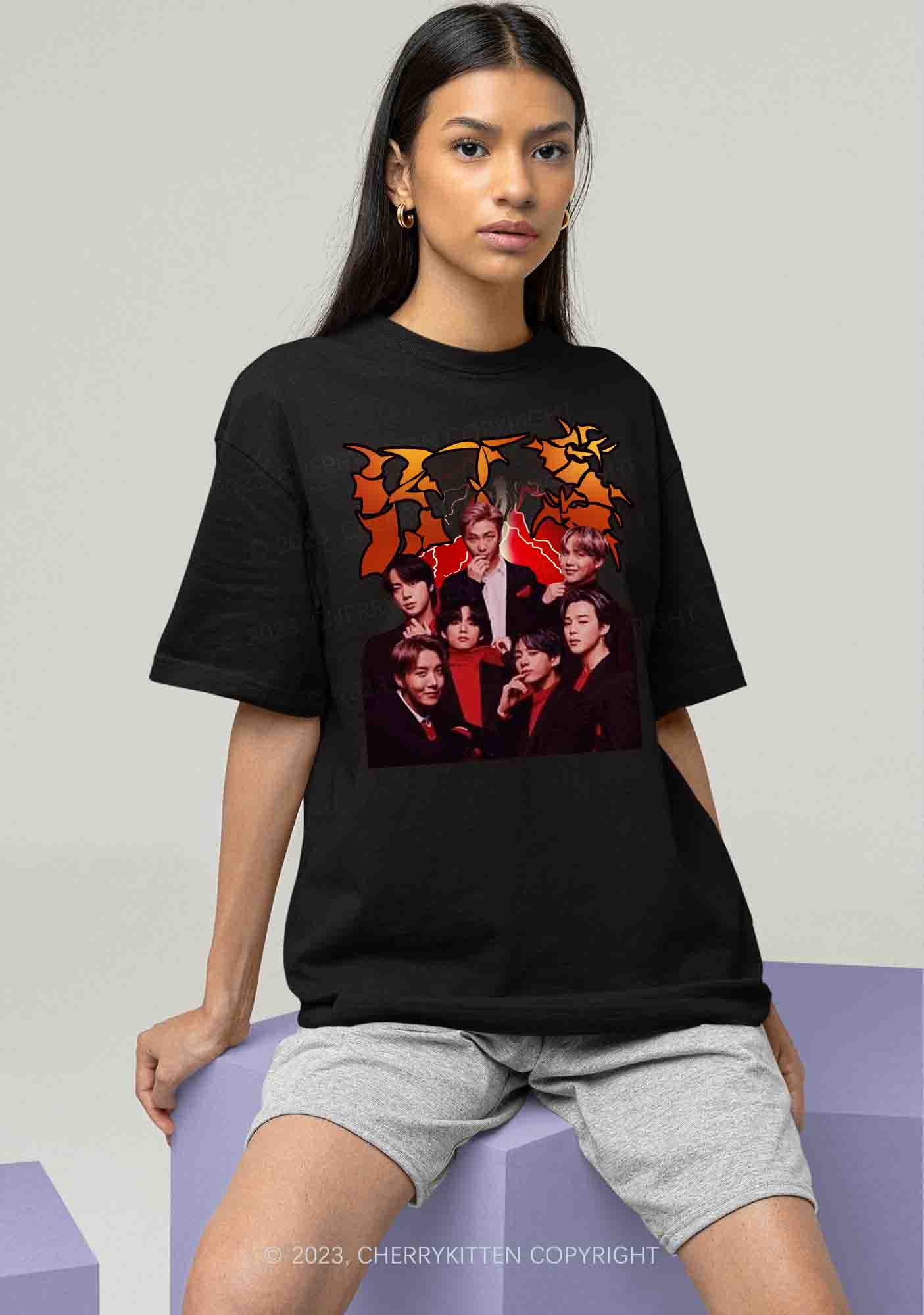 Bangtan Reacciones Kpop Y2K Chunky Shirt Cherrykitten