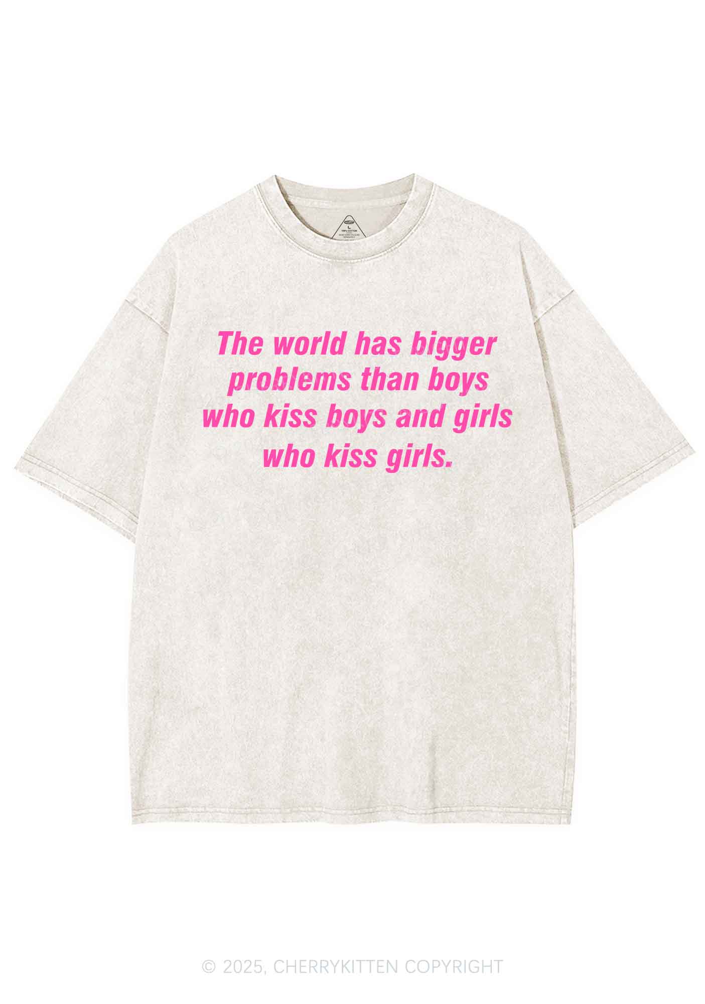 Who Kiss Girls Pride Y2K Shirts Washed Tee Cherrykitten