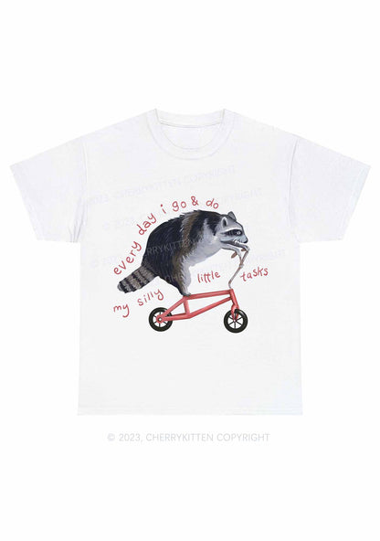 Raccoon On Bicycle Y2K Chunky Shirt Cherrykitten