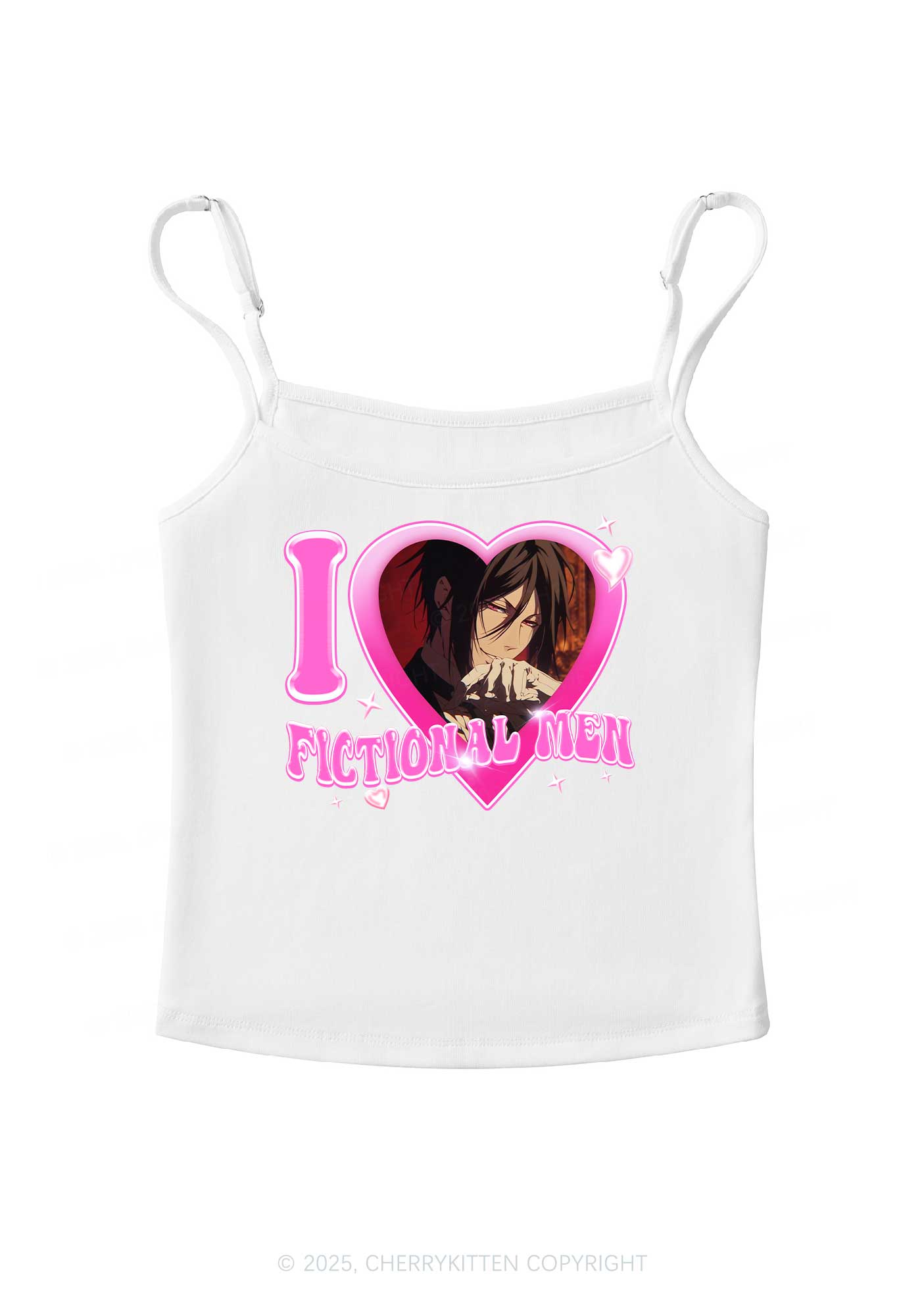 Custom I Love Fictional Men Y2K Spaghetti Strap Cami Cherrykitten