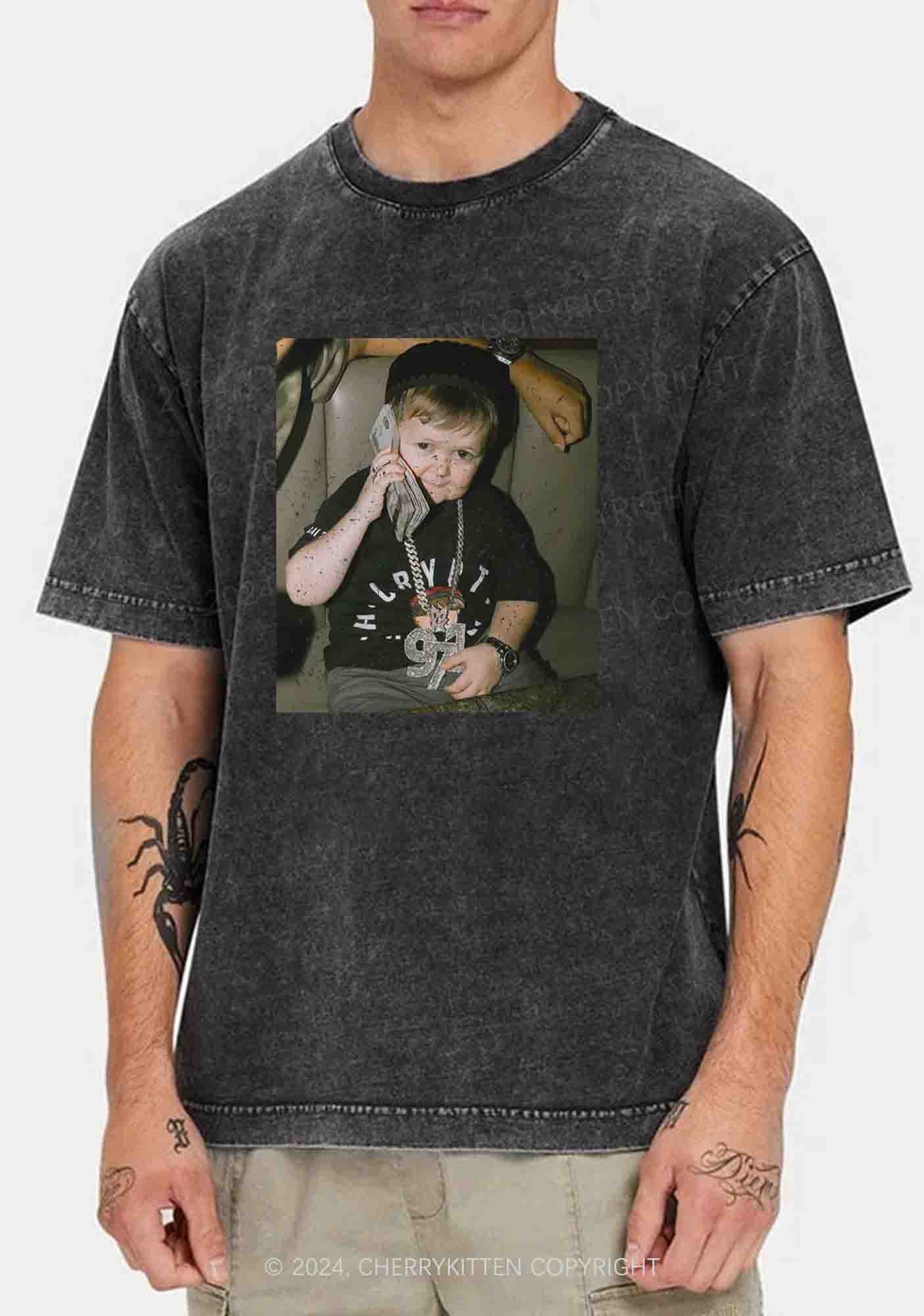 He Is Pretending To Call Y2K Washed Tee Cherrykitten