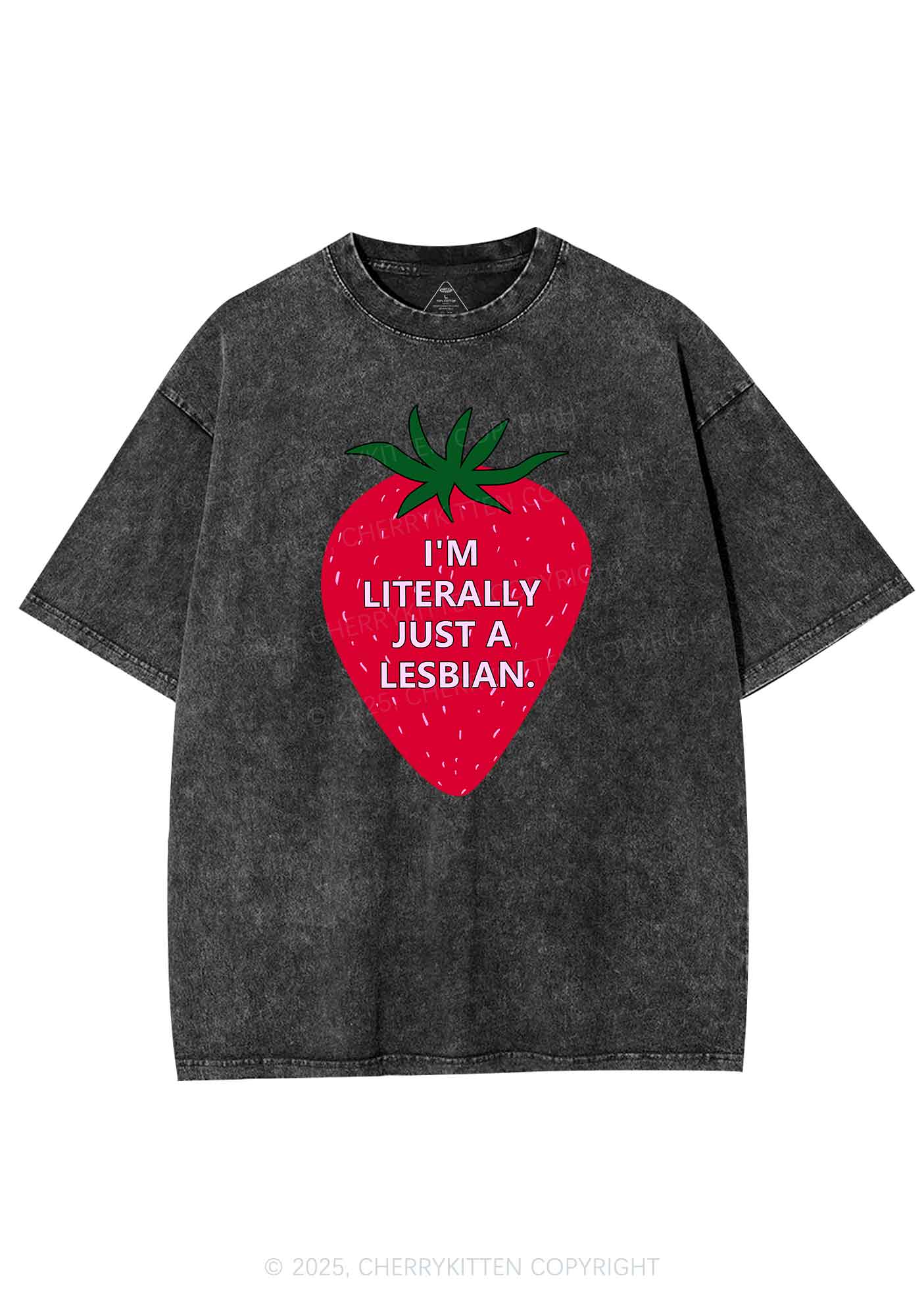 Lesbian Strawberry Pride Y2K Shirts Washed Tee Cherrykitten