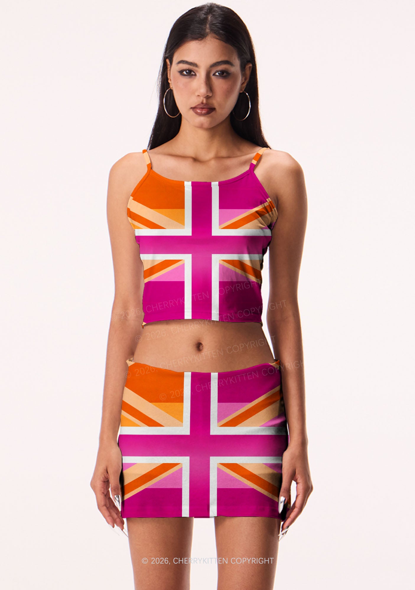 Lesbian Cross Flag Pride Y2K Print Mini Skirt Cherrykitten
