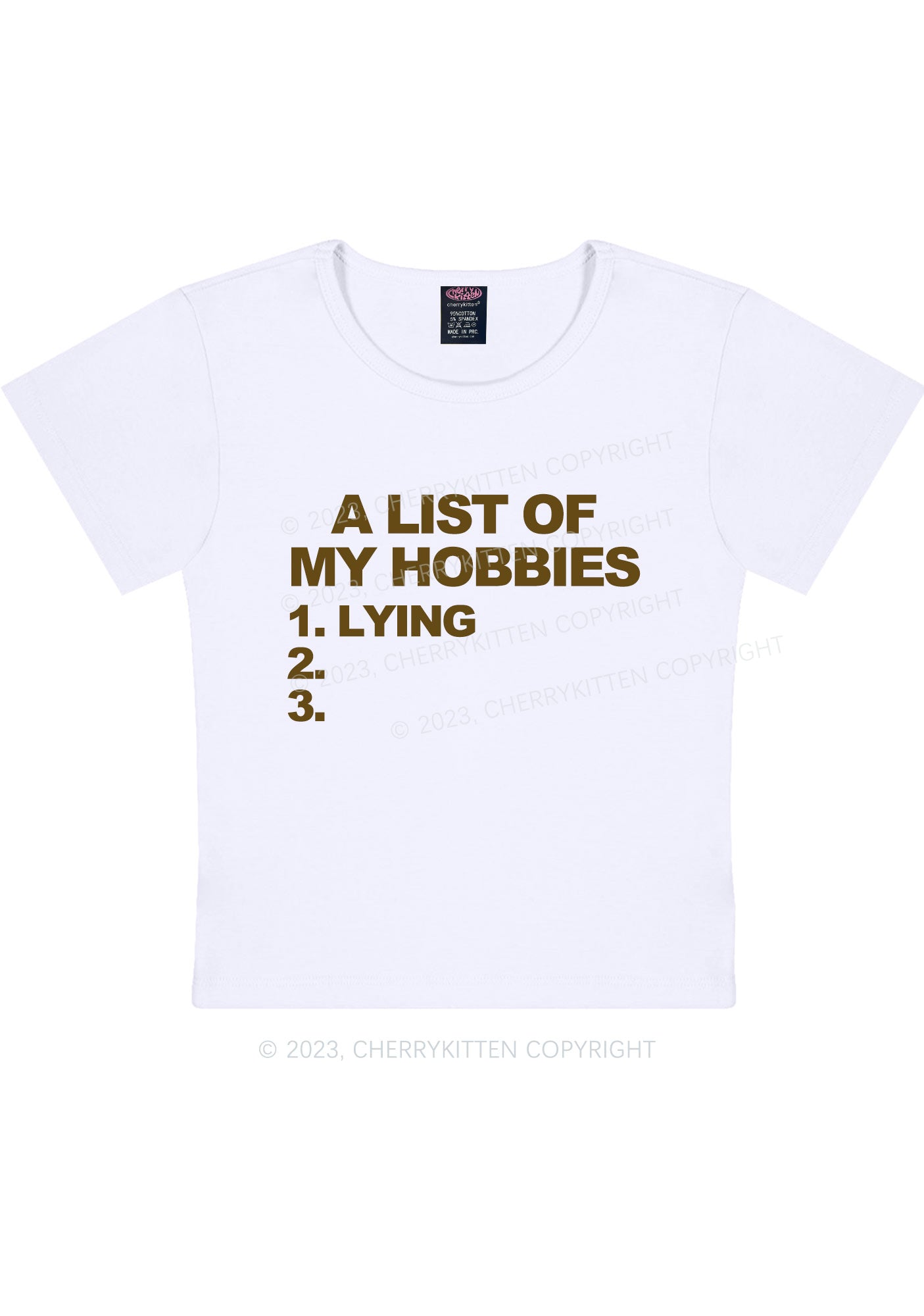 A List Of My Hobbies Lying Y2K Baby Tee Cherrykitten