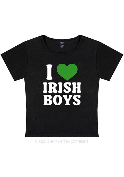 I Love Irish Boys St Patricks Y2K Baby Tee Cherrykitten