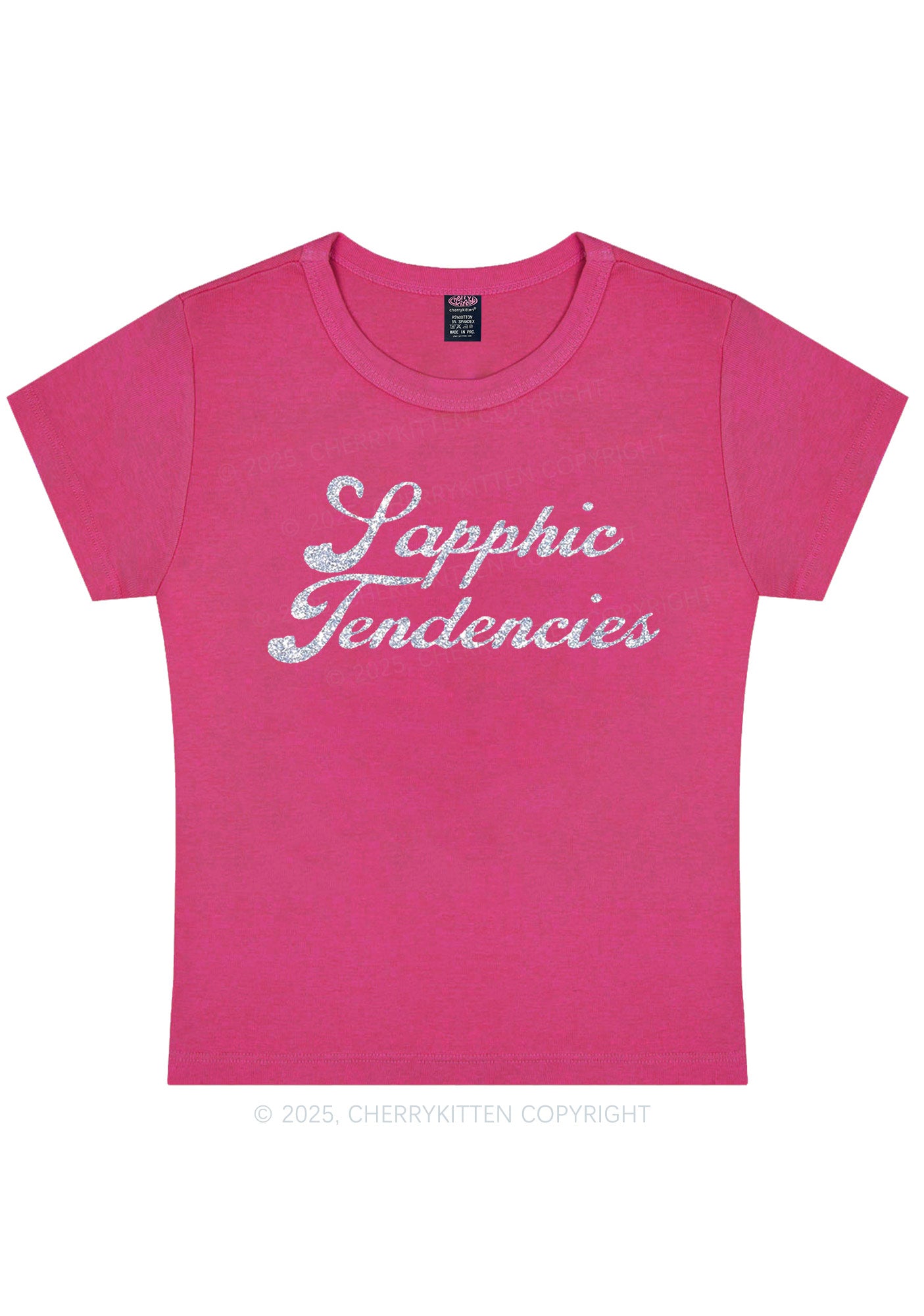 Glitter Sapphic Tendencies Pride Y2K Baby Tee Cherrykitten