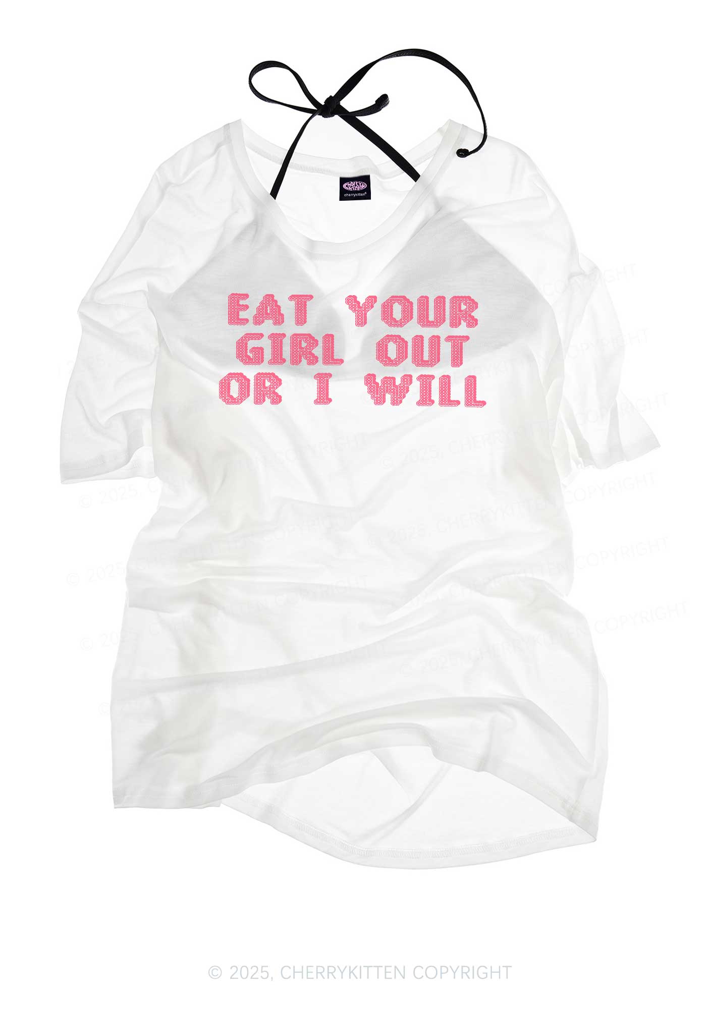 Eat Your Girl Out Pride Y2K Sheer Boyfriend Tee Cherrykitten