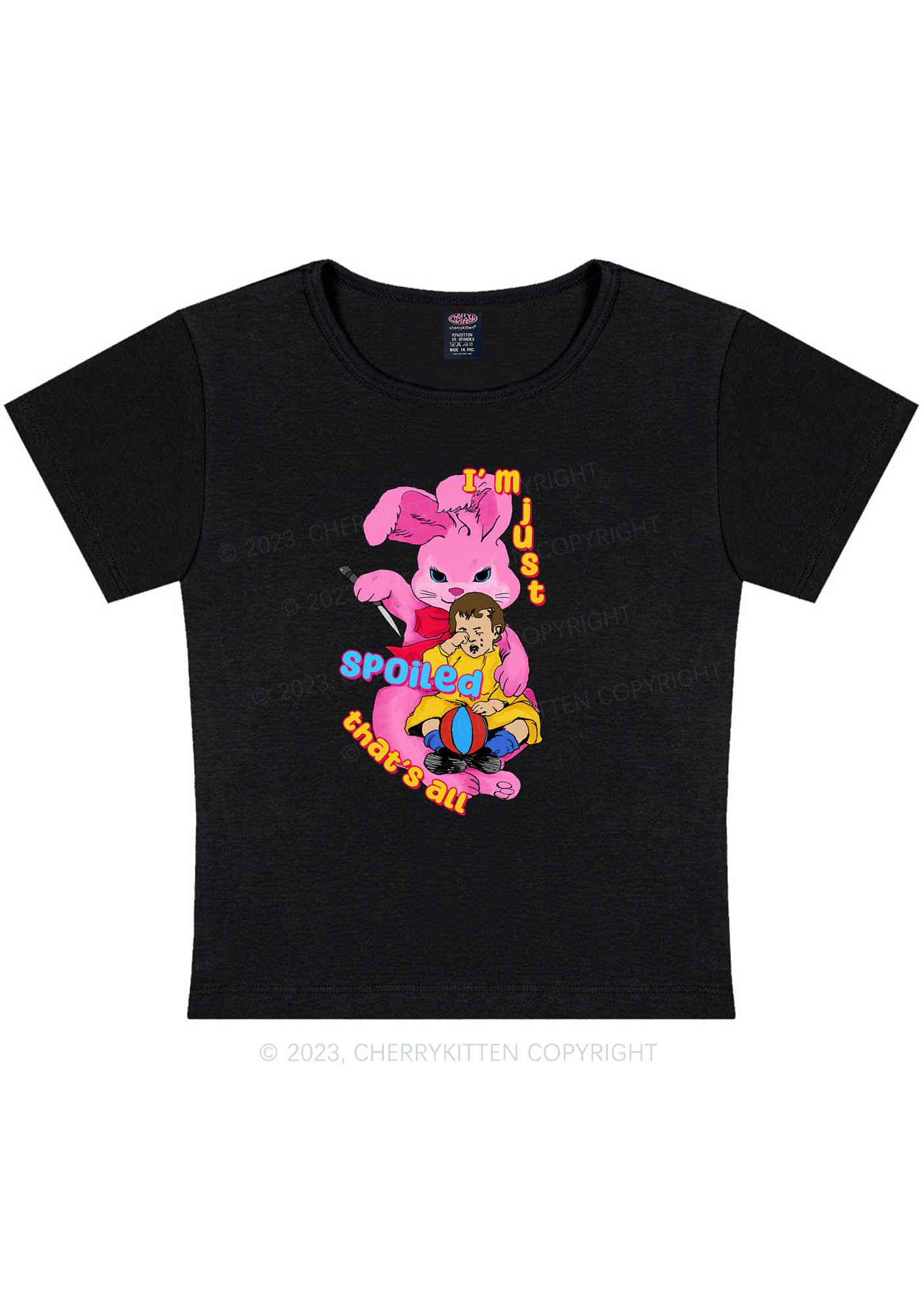 Bunny Just Spoiled Kids Y2K Baby Tee Cherrykitten