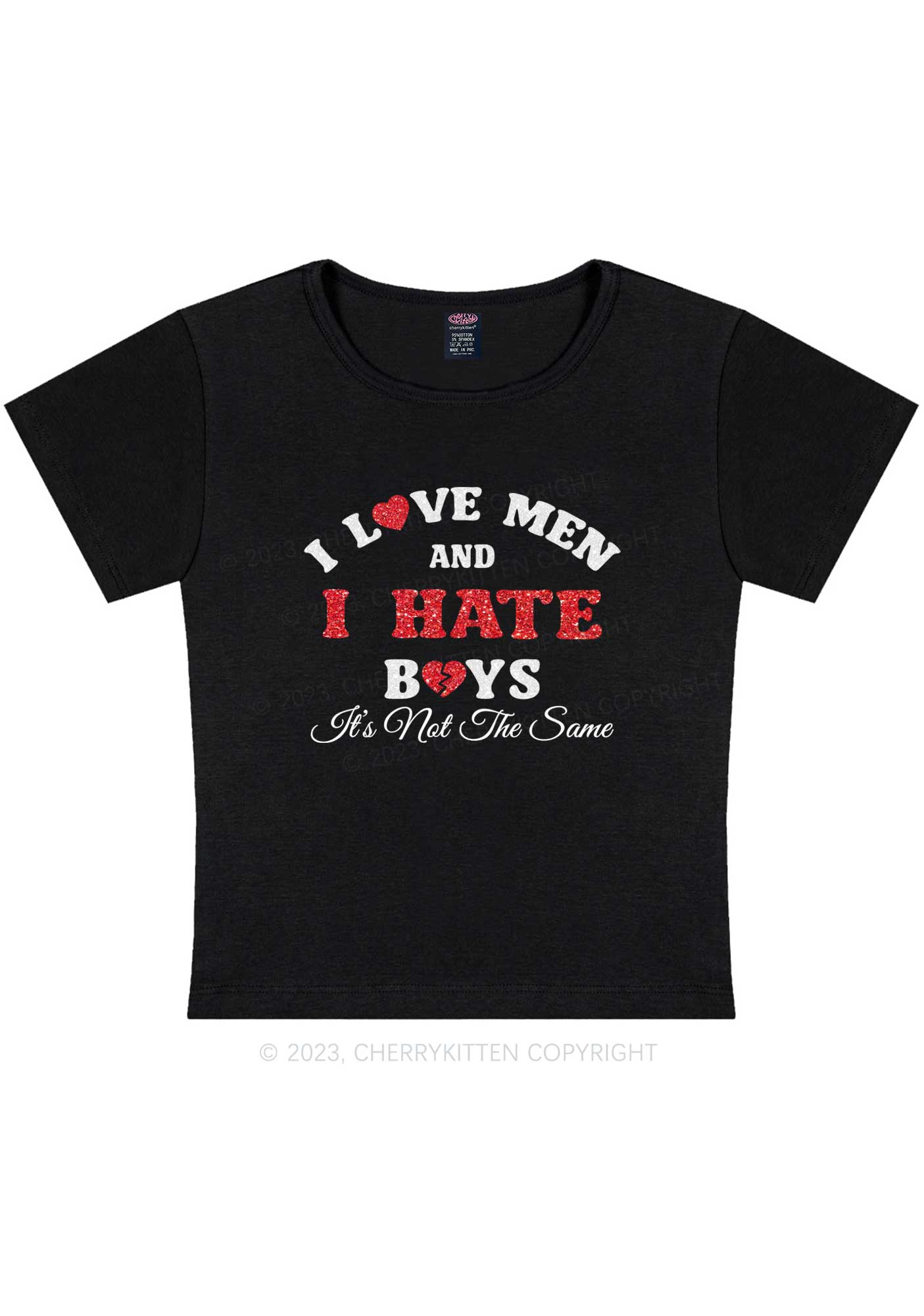 Curvy I Hate Boys Y2K Baby Tee Cherrykitten