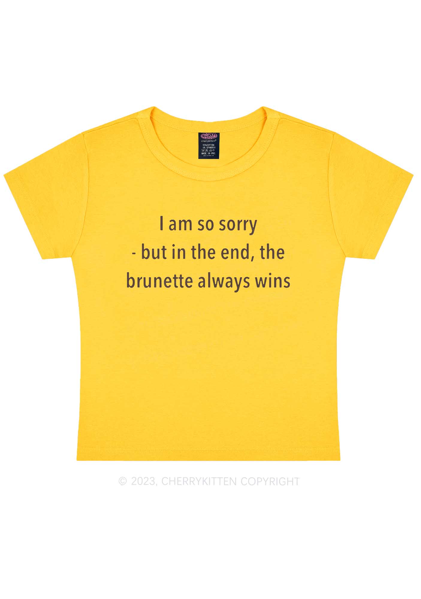 Brunette Always Wins Y2K Baby Tee Cherrykitten