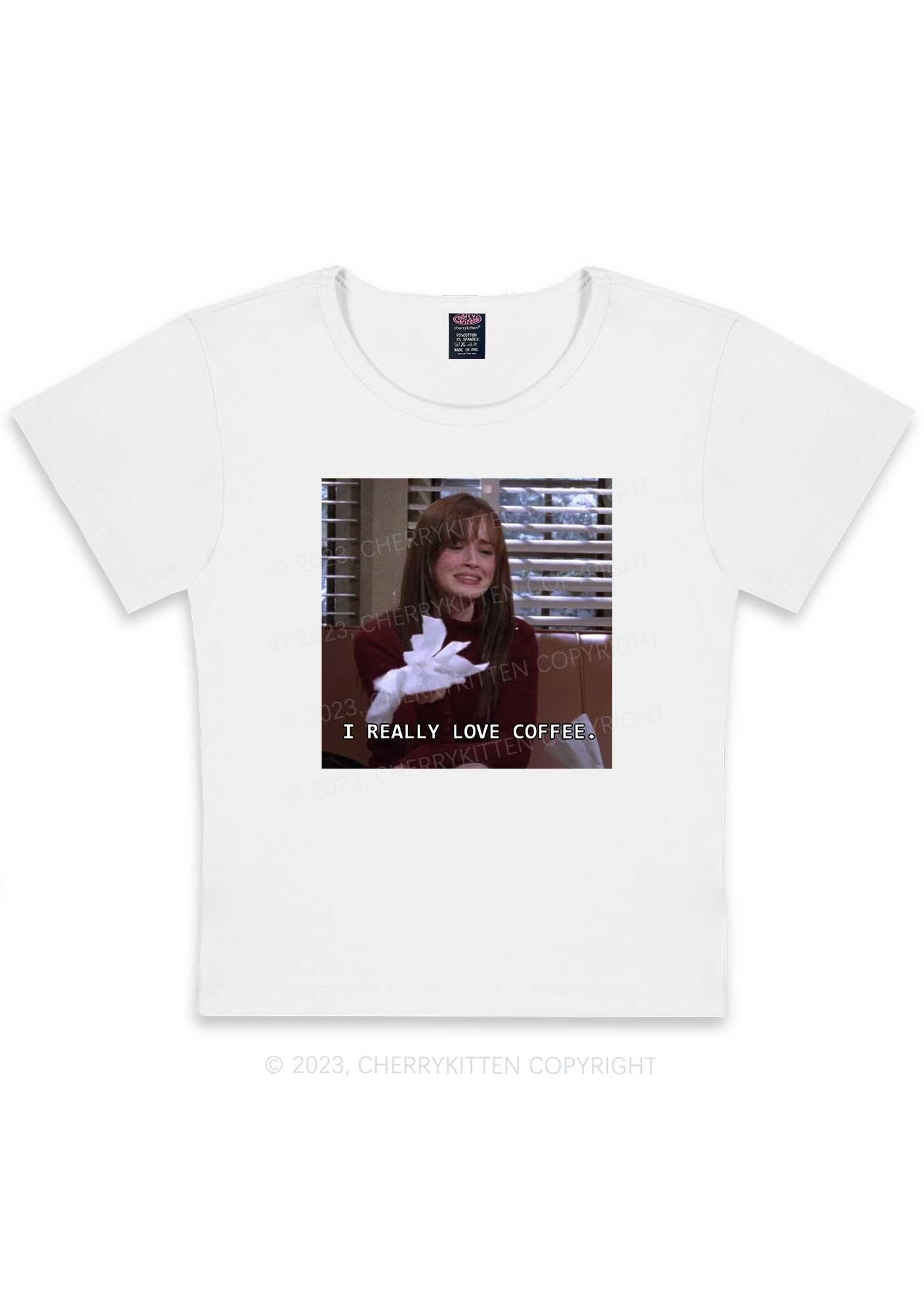 Curvy I Really Love Coffee Y2K Baby Tee Cherrykitten
