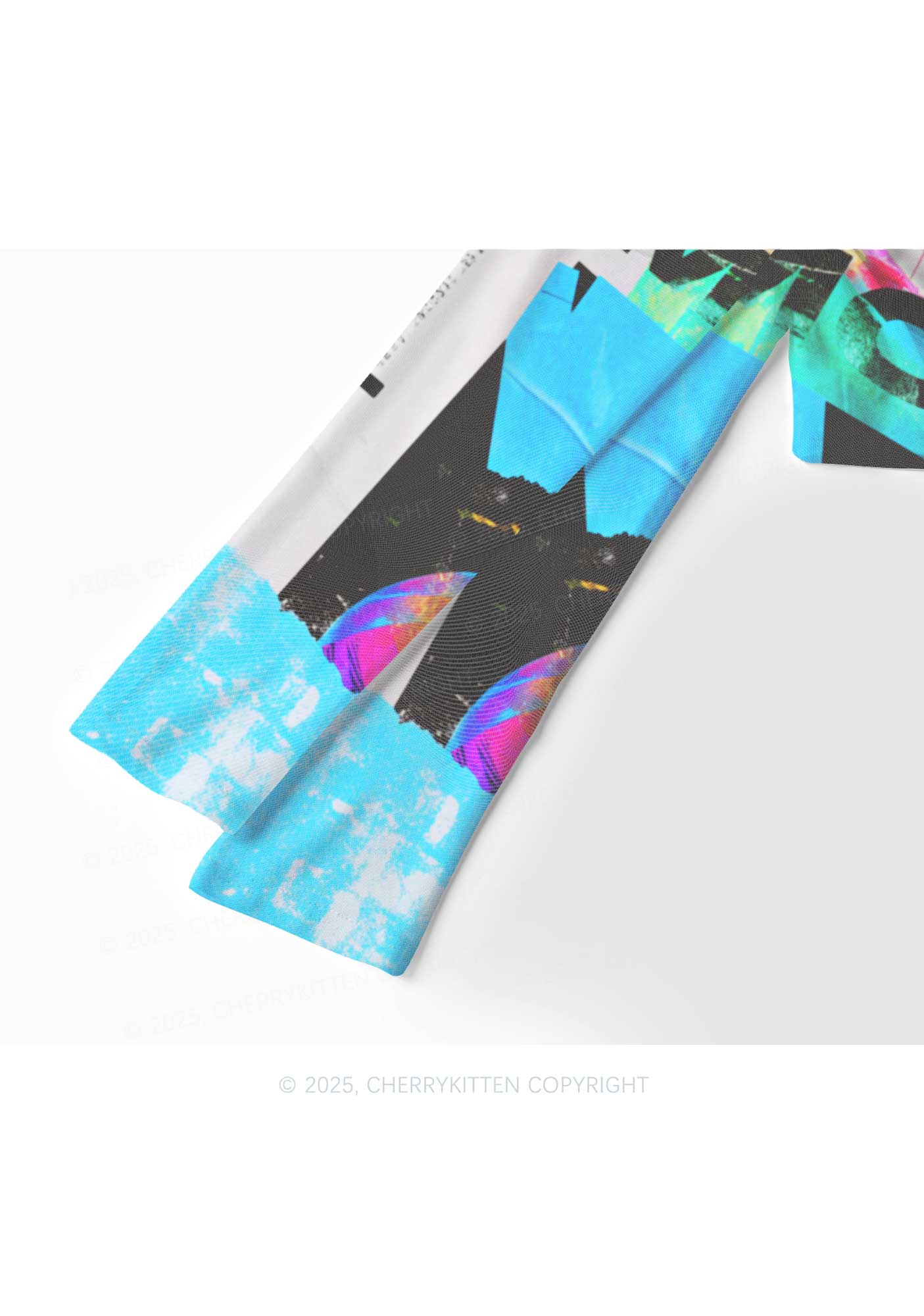 Neon DJ Mouse Y2K Mesh Long Sleeve Crop Top Cherrykitten