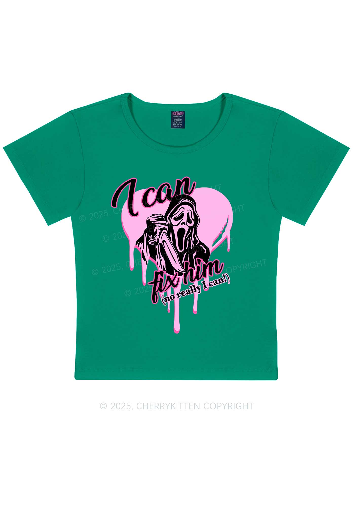 Halloween Ghost Fix Him Y2K Baby Tee Cherrykitten