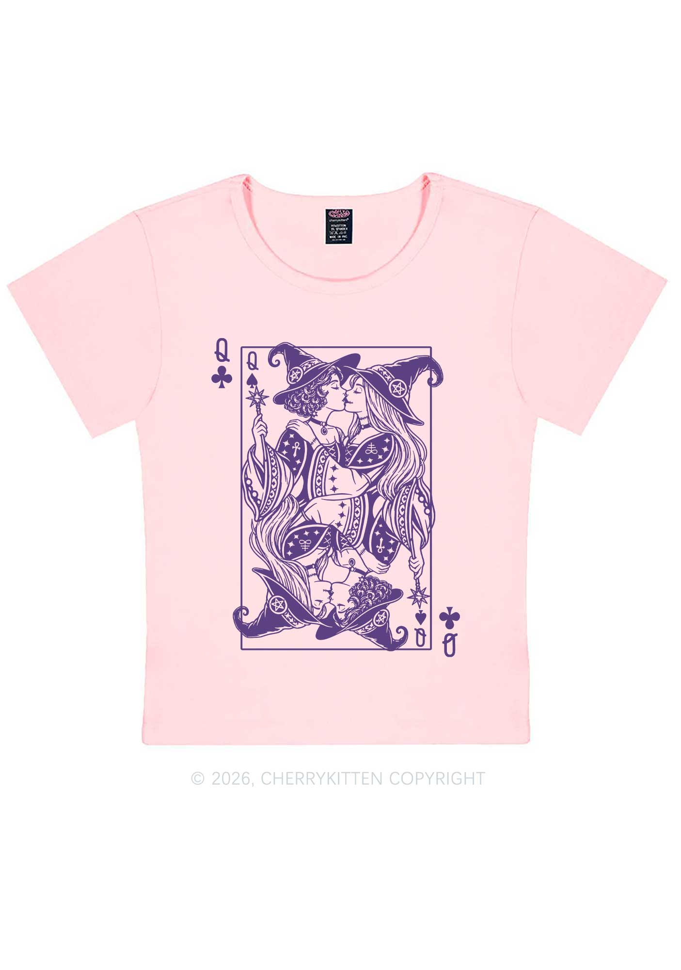 Halloween Witches Queen Kiss Y2K Baby Tee Cherrykitten