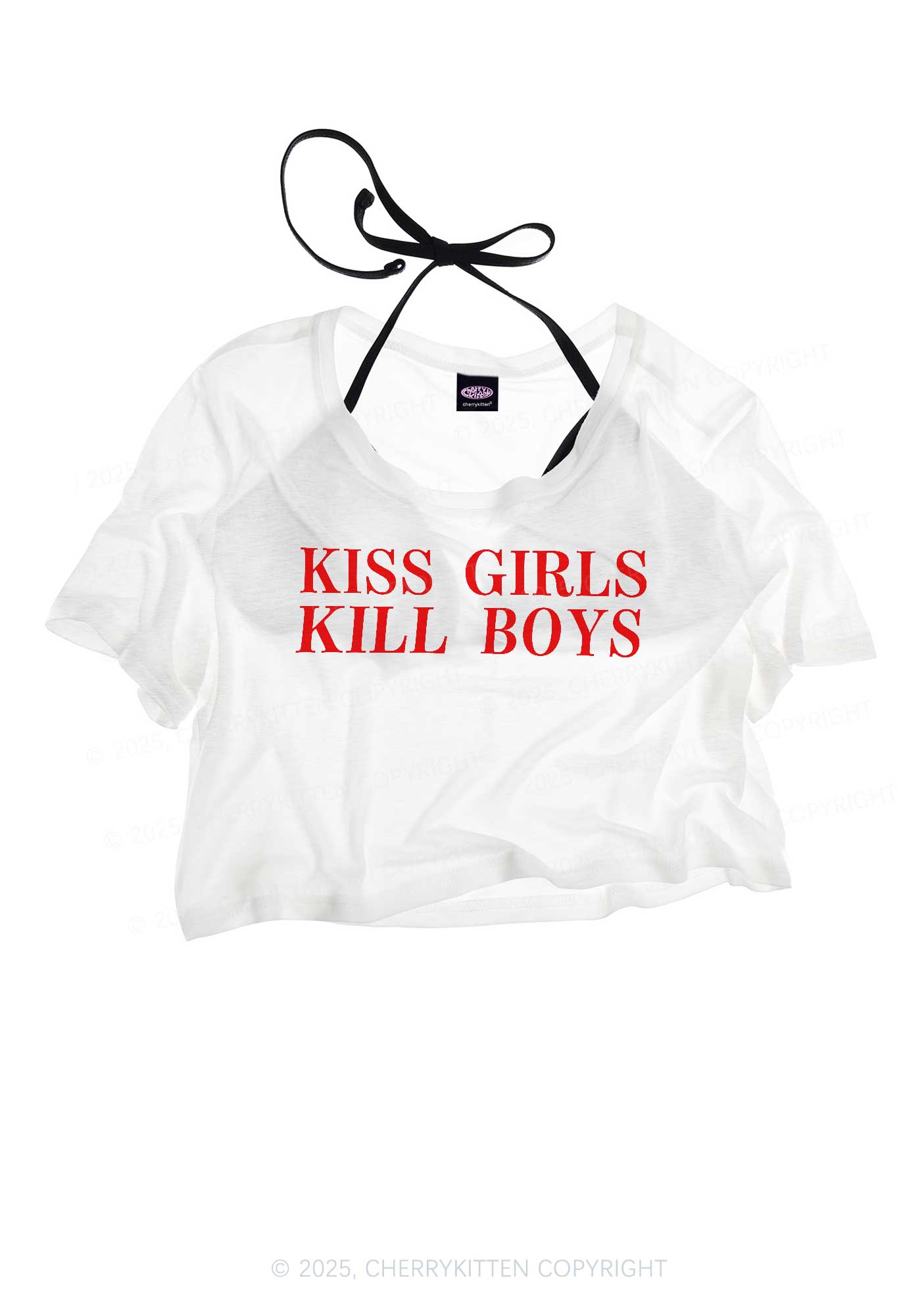 Kiss Girls Pride Y2K Sheer Crop Tee Cherrykitten