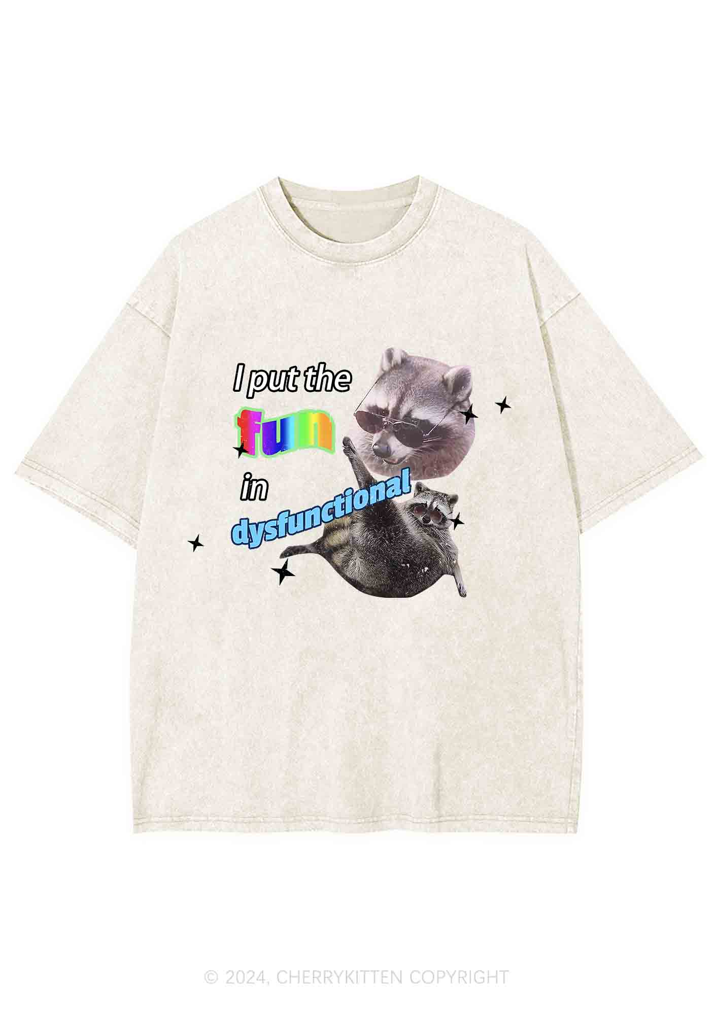 I Put The Fun In Dysfunctional Y2K Washed Tee Cherrykitten