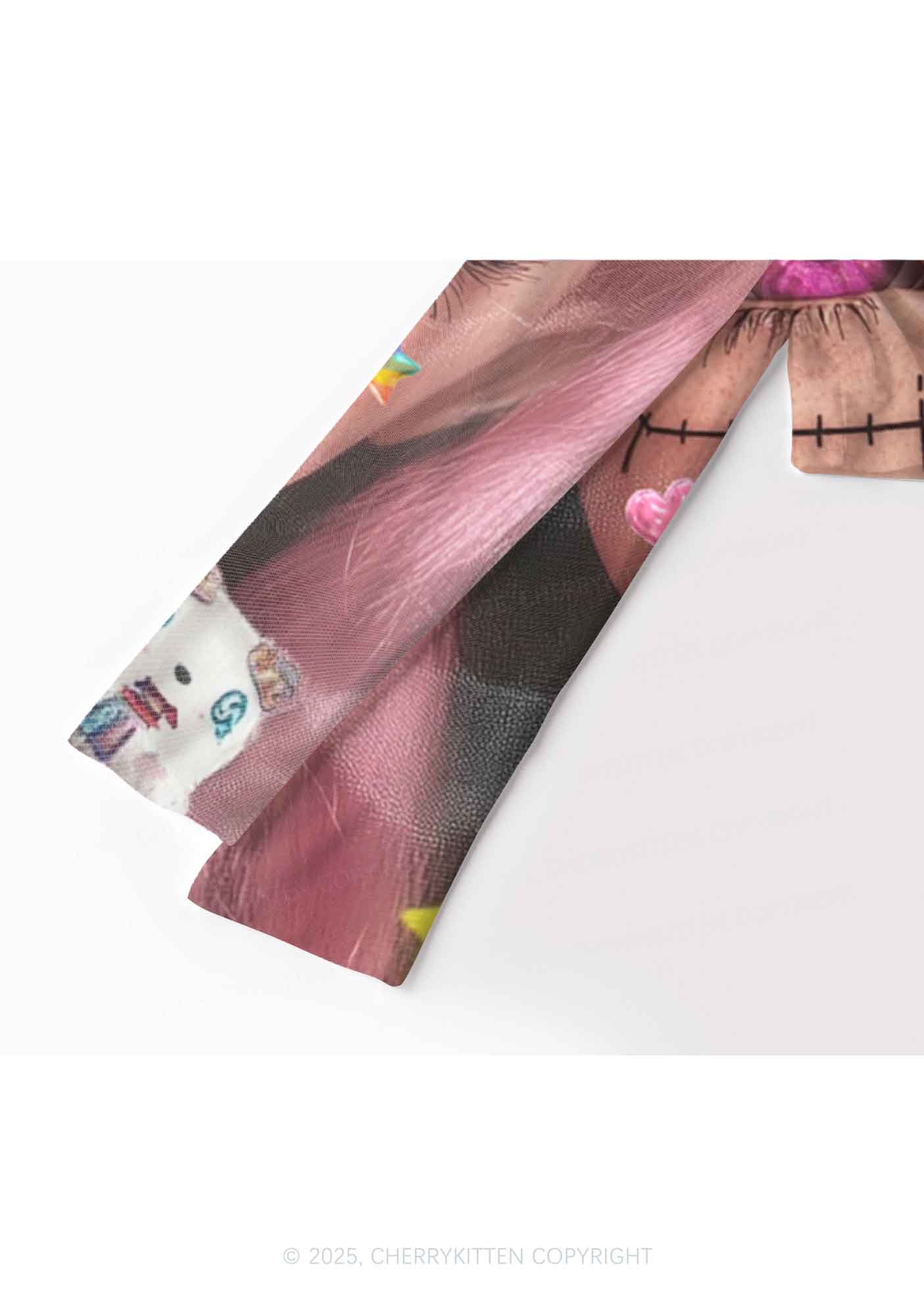 Pink Doll Y2K Mesh Long Sleeve Crop Top Cherrykitten