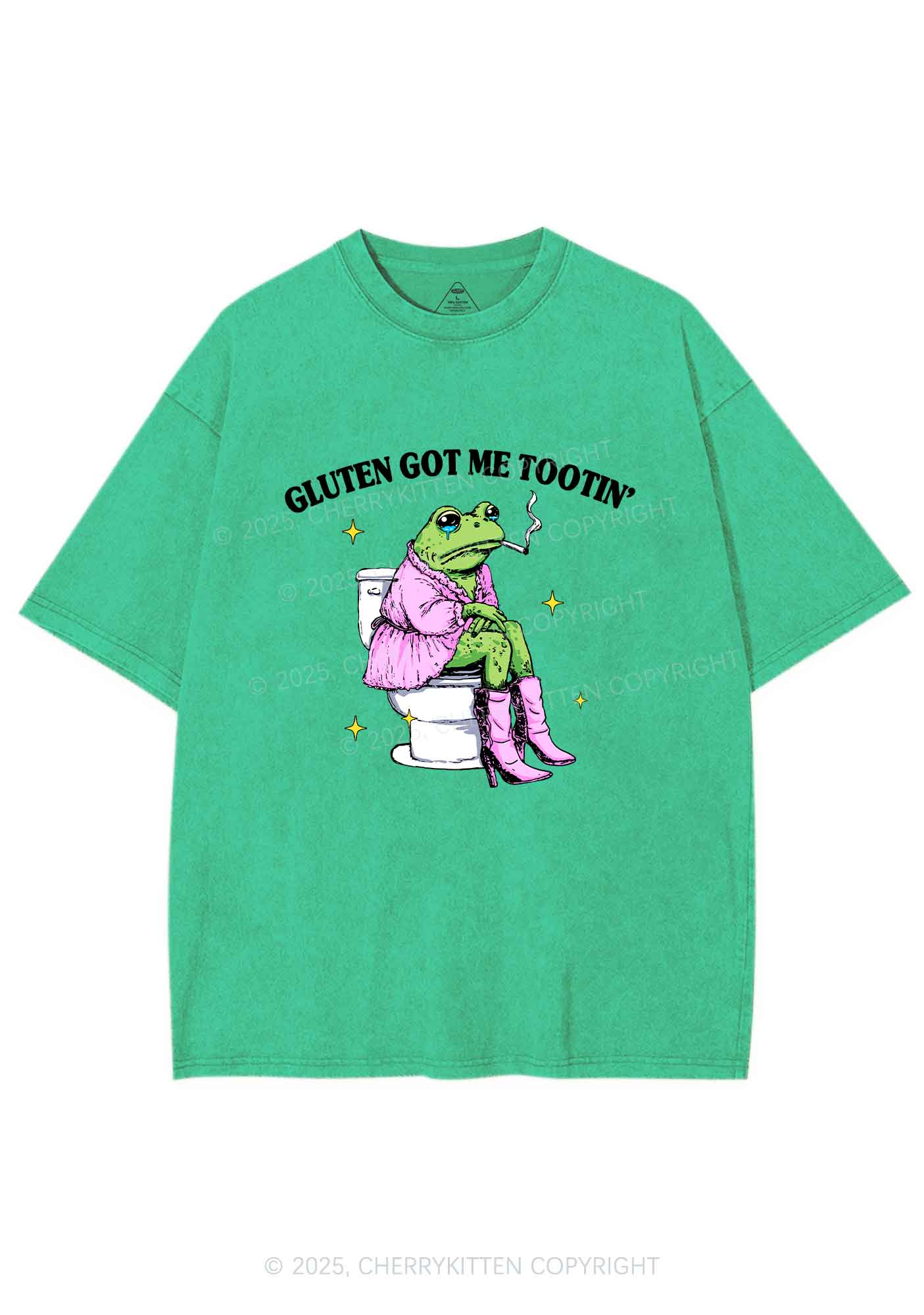 Gluten Got Me Tootin Y2K Shirts Washed Tee Cherrykitten