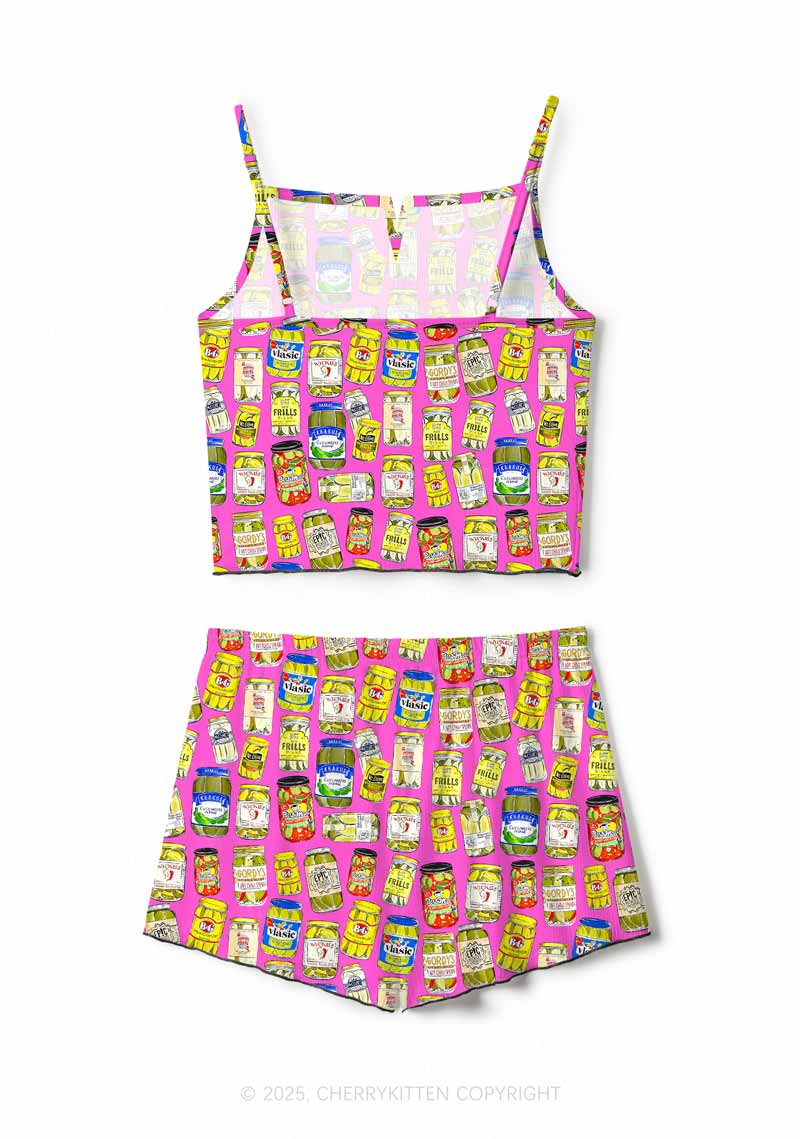 Christmas Pickle Y2K Print Cami Shorts Pajama Set Cherrykitten