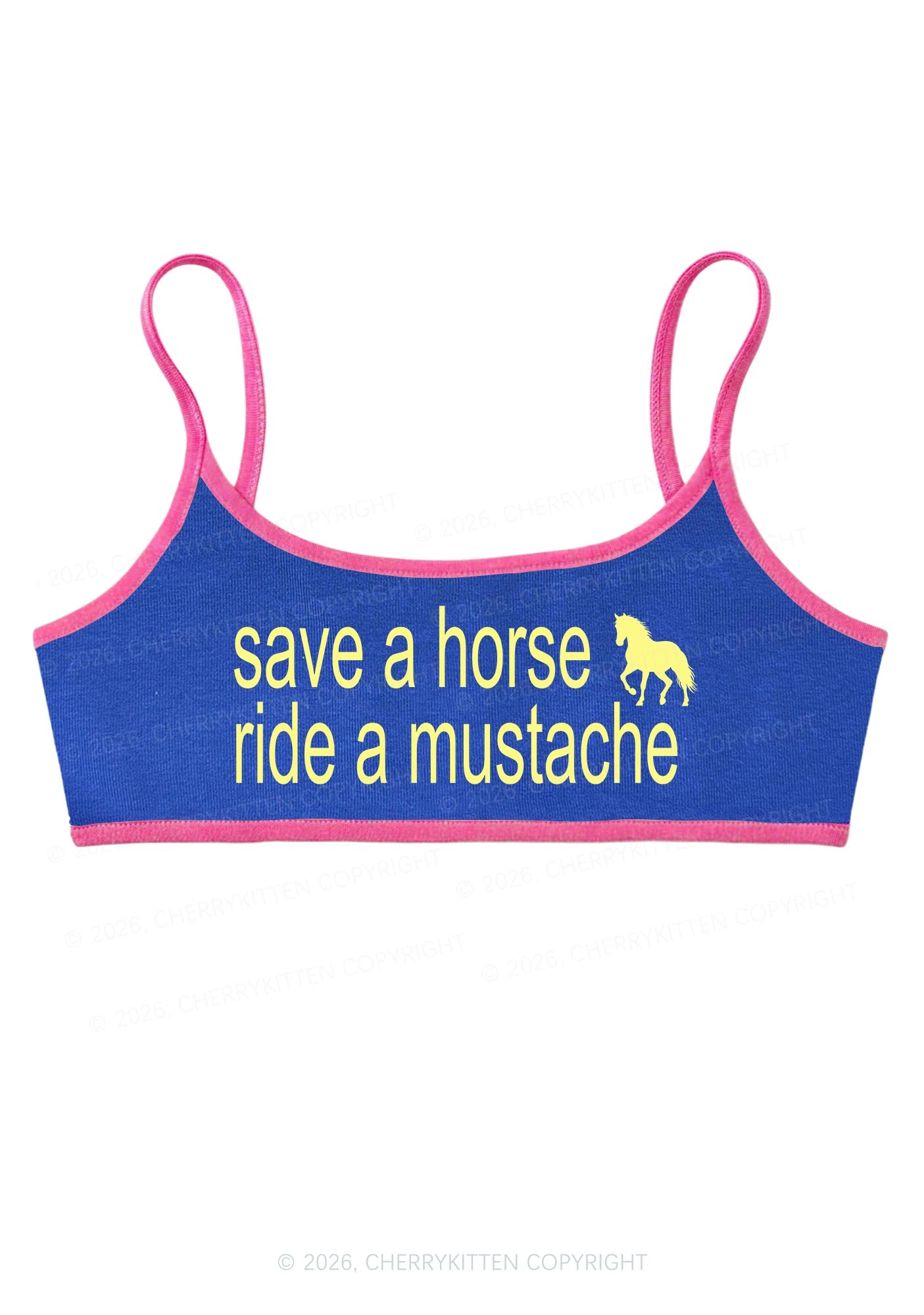 Ride A Mustache Y2K Super Crop Cami Cherrykitten
