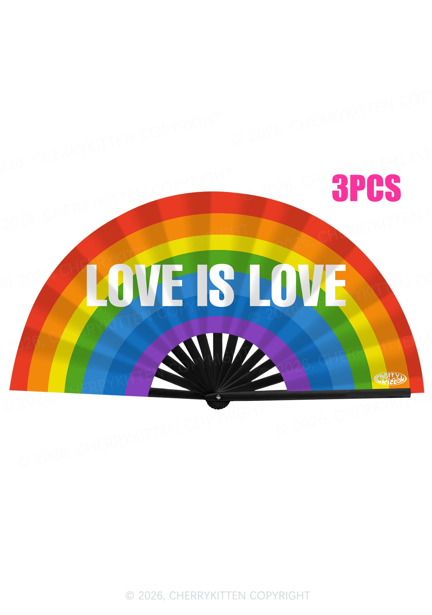 Love Is Love Pride Y2K Rave Hand Fan Cherrykitten