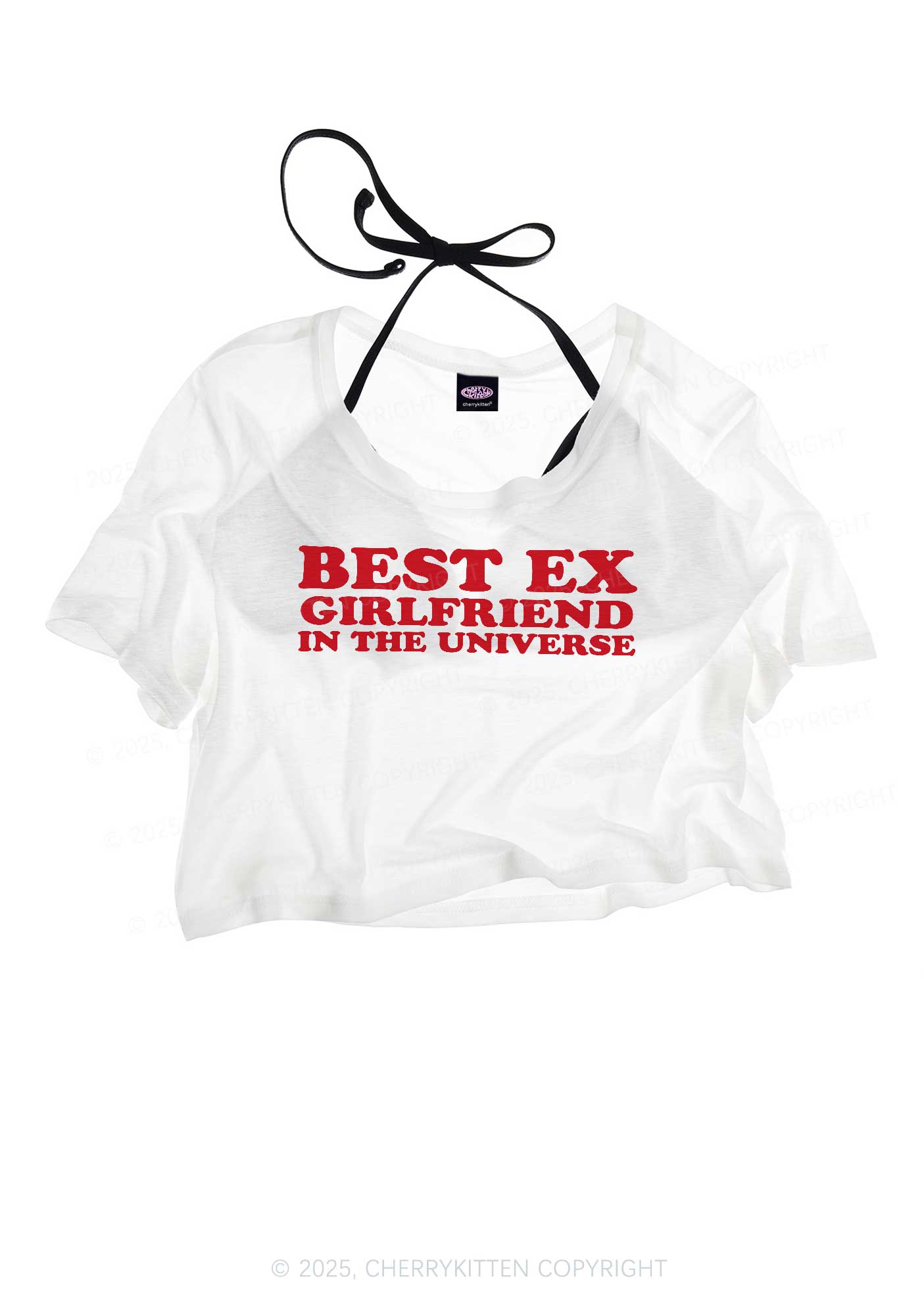 Universe Best Ex Girlfriend Y2K Sheer Crop Tee Cherrykitten