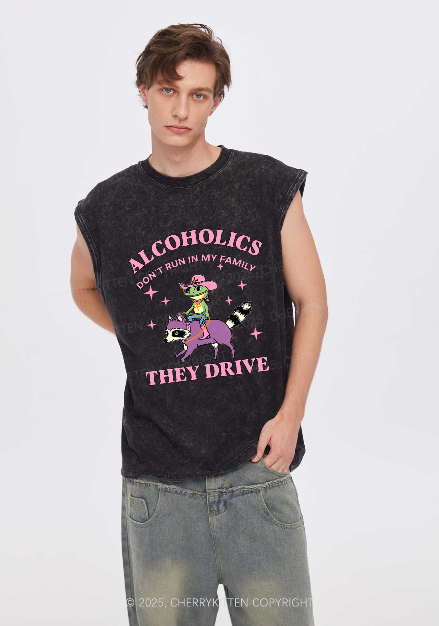 Alcoholics Drive Y2K Washed Muscle Tank Cherrykitten