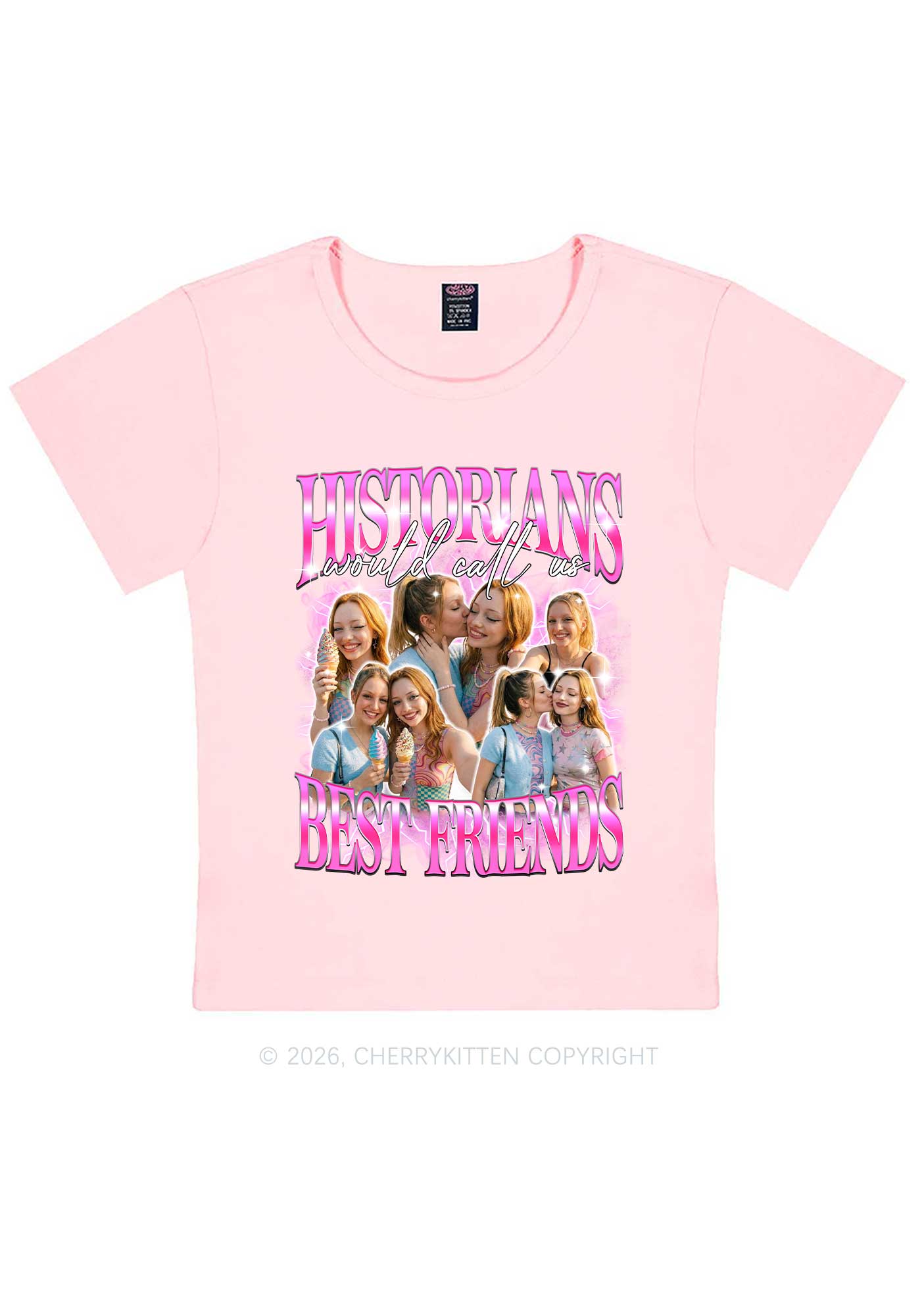Custom Best Friends Photos Pride Y2K Baby Tee Cherrykitten