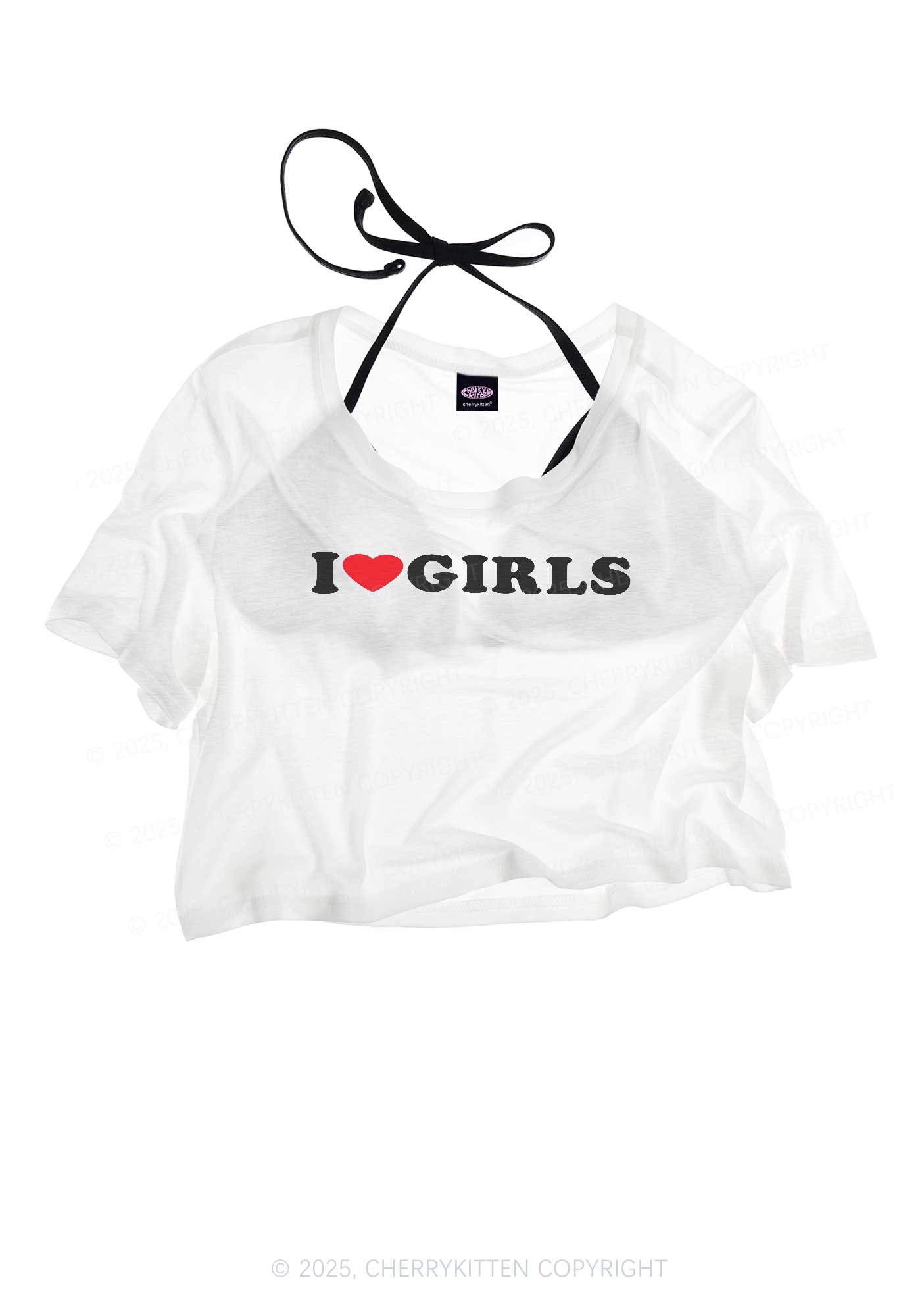I Love Girls Pride Y2K Sheer Crop Tee Cherrykitten