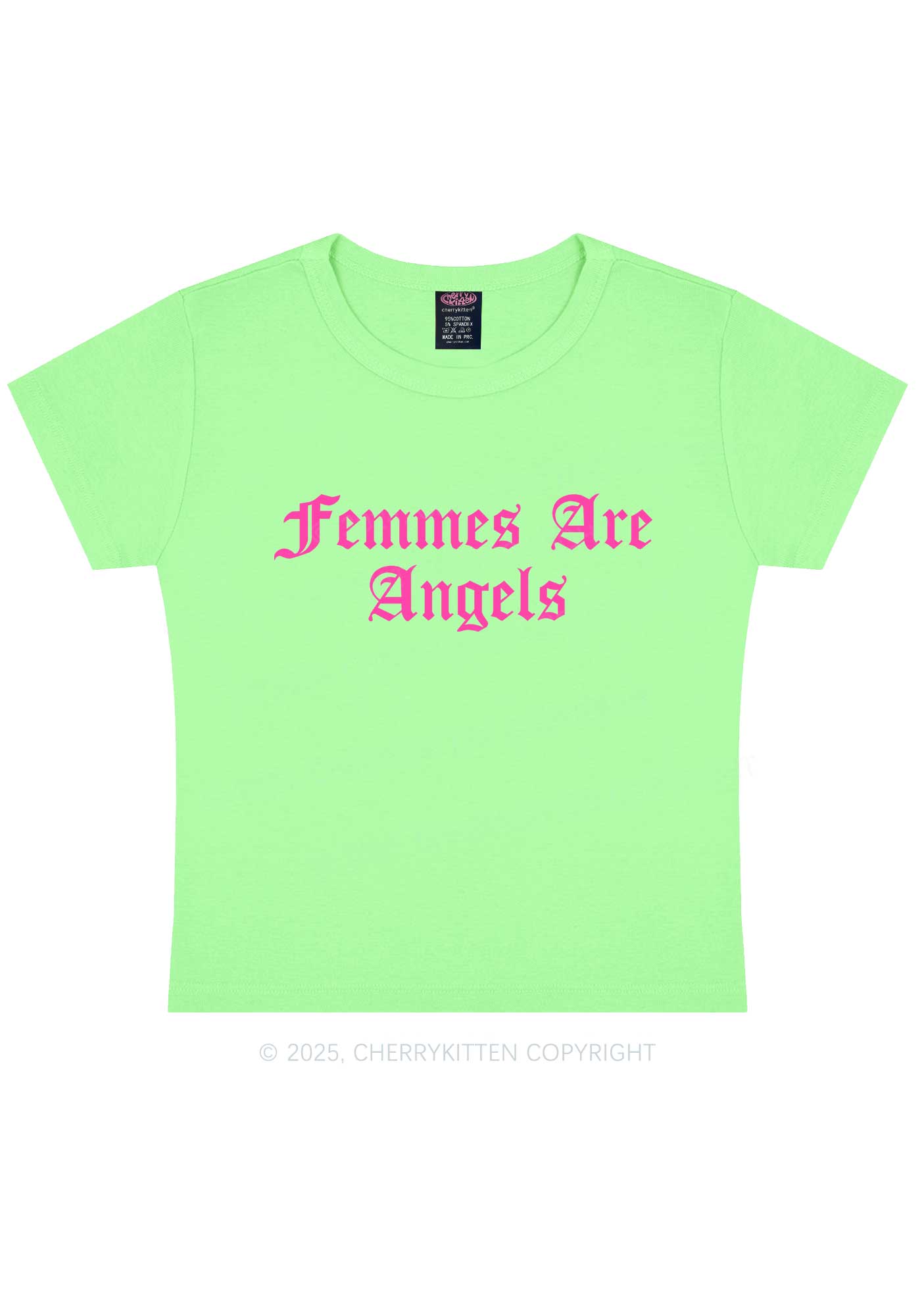 Femmes Are Angels Y2K Baby Tee Cherrykitten