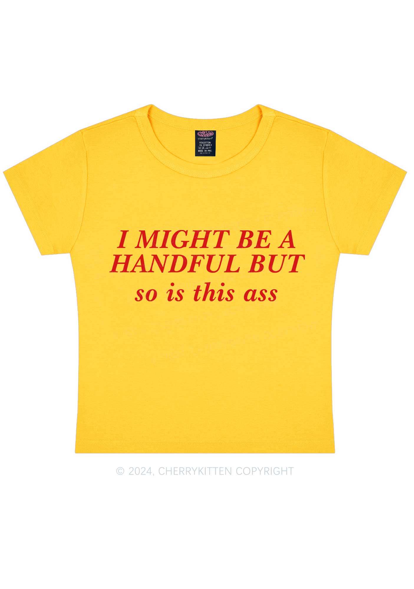 I Might Be Handful Y2K Baby Tee Cherrykitten