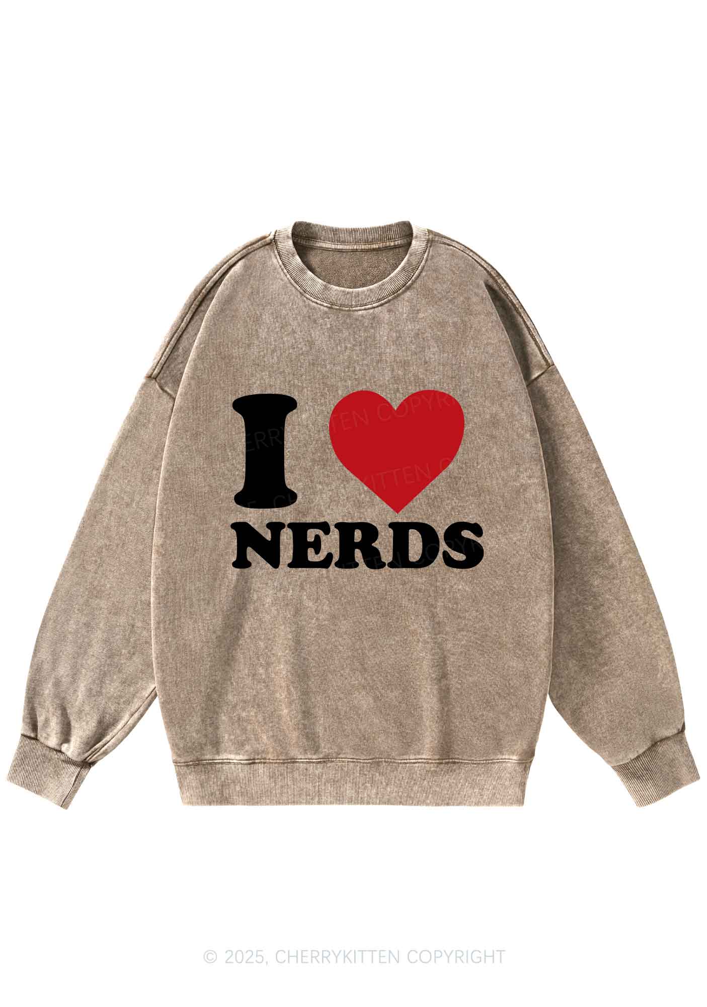 I Love Nerds Y2K Washed Sweatshirts Cherrykitten