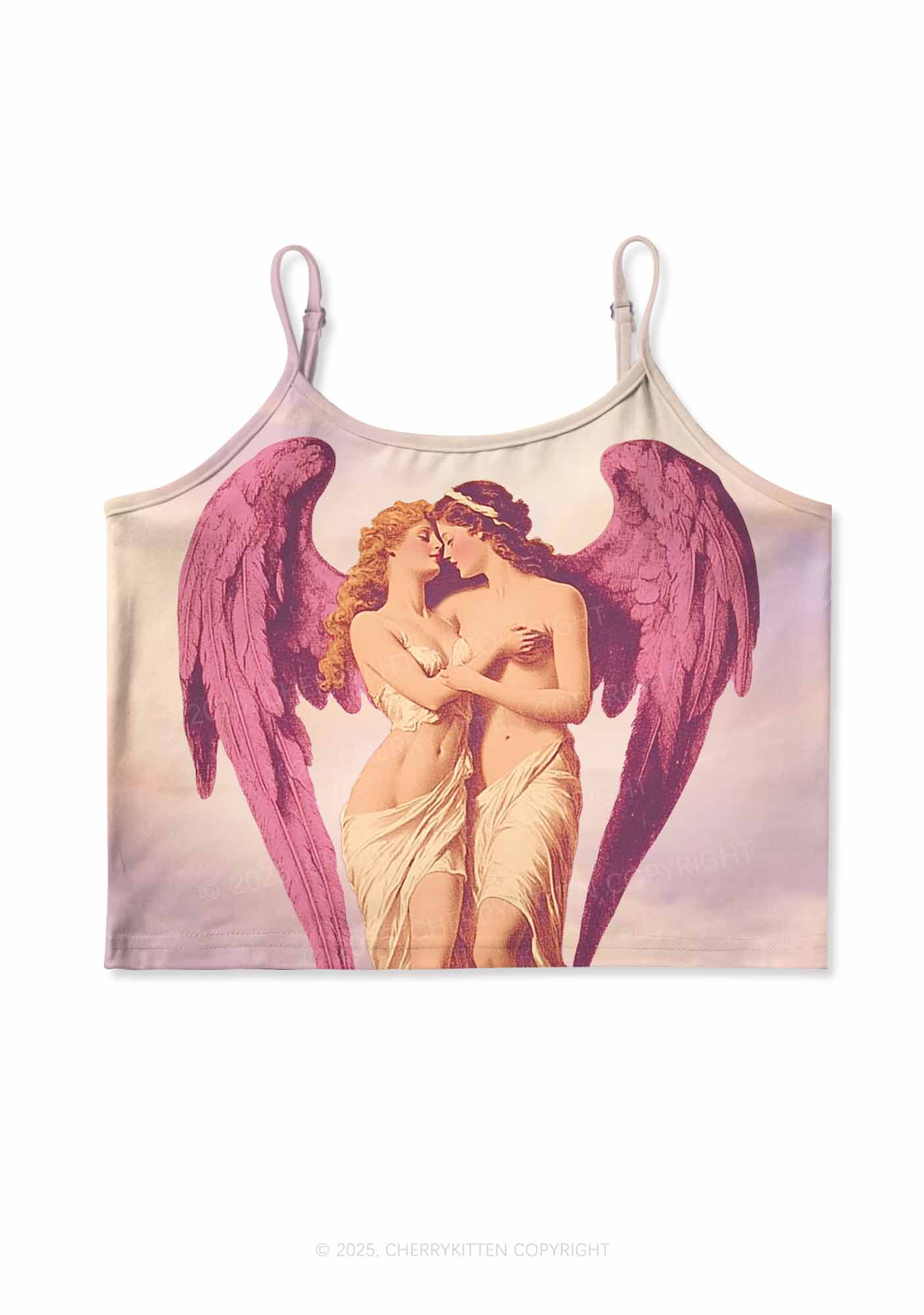 Angel Lesbians Pride Y2K Print Cami Crop Top Cherrykitten