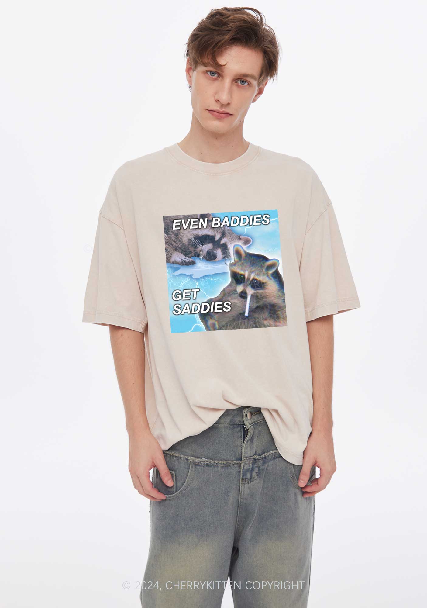 Crying Raccoon Y2K Washed Tee Cherrykitten