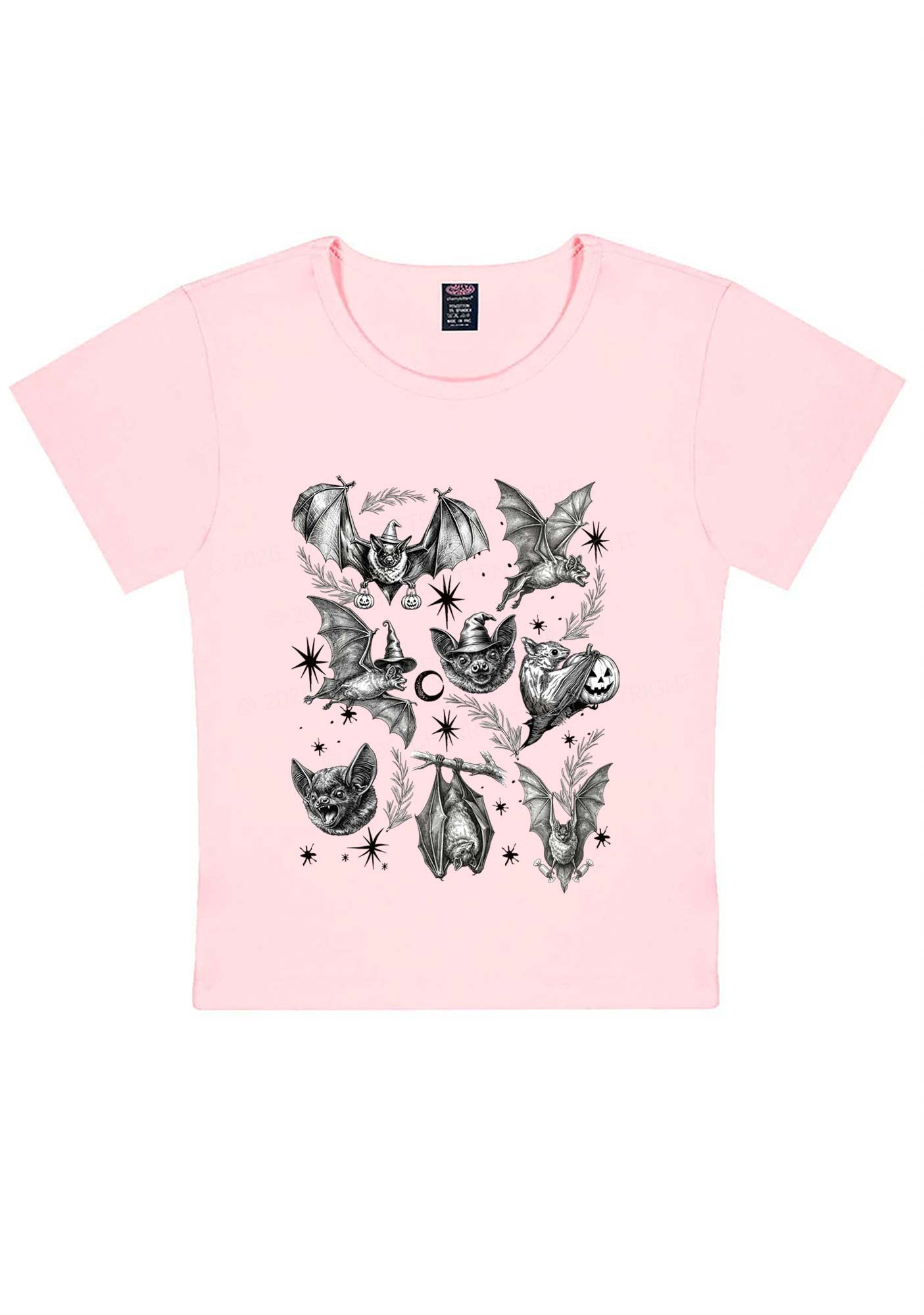 Halloween Bat Wizard Hat Y2K Baby Tee Cherrykitten