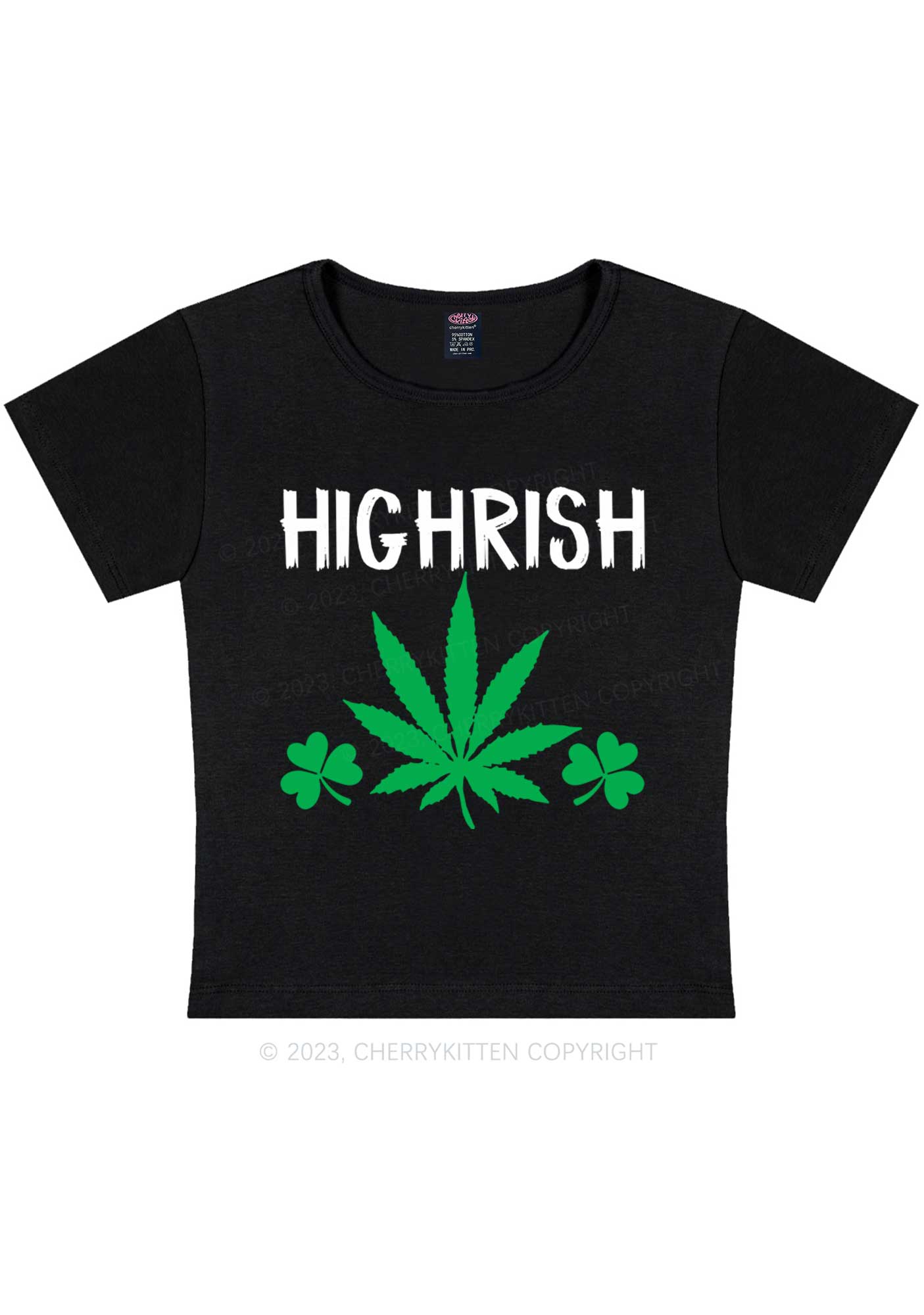 Highrish St Patricks Y2K Baby Tee Cherrykitten
